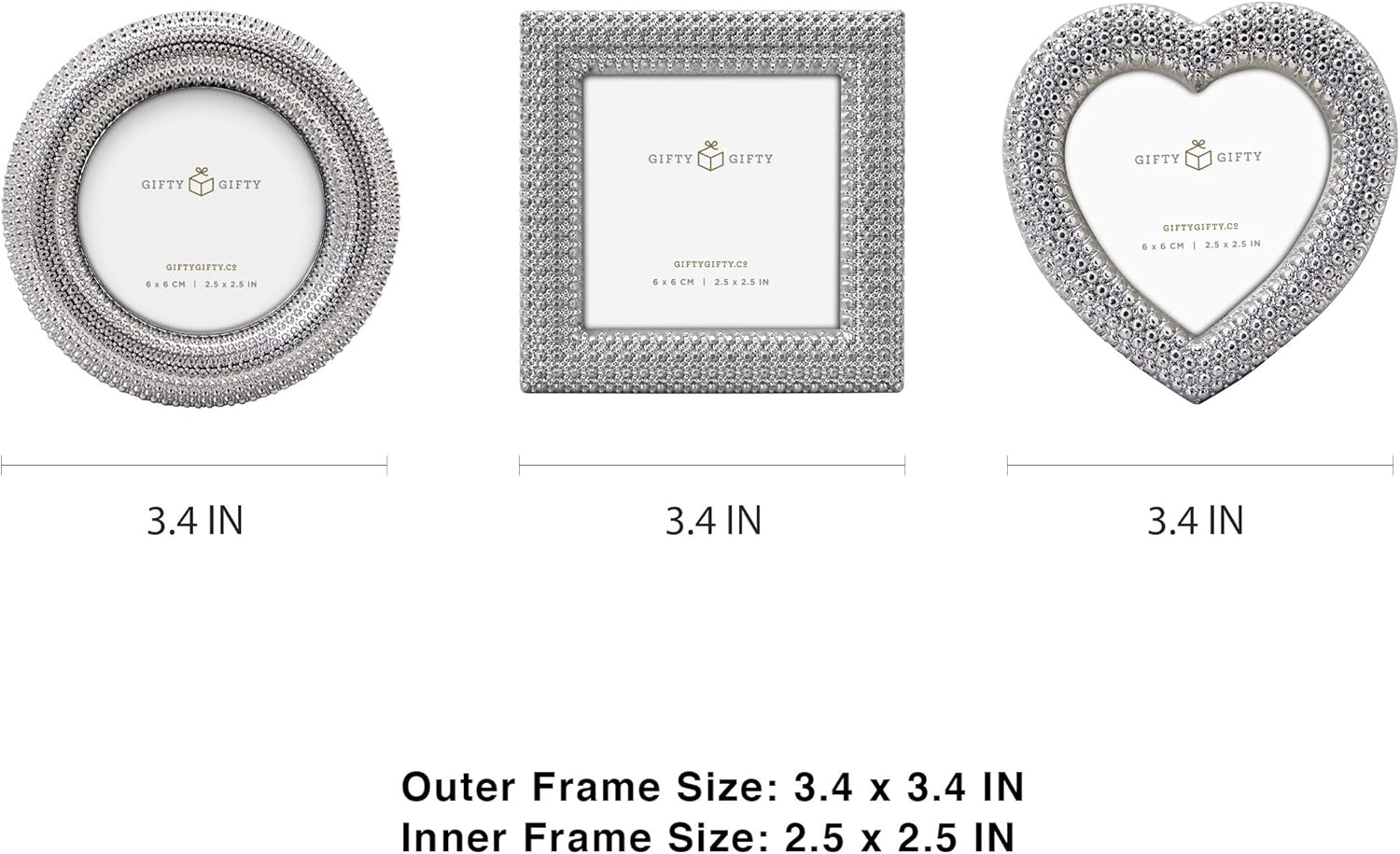Juego de 3 portarretratos pequeños clásicos de 2.5 x 2.5 pulgadas para mesa, escritorio, marco de fotos, perfecto para decoración del hogar, boda,