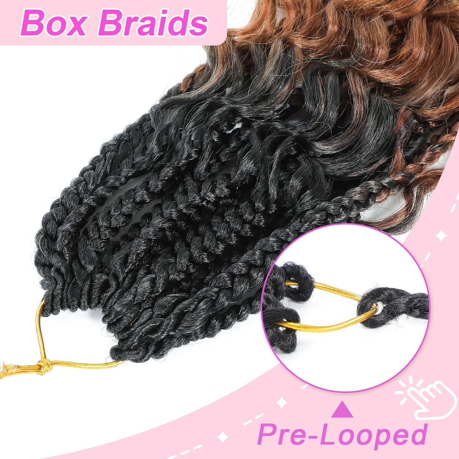 Goddess Box – Trenzas de ganchillo de 14 pulgadas, paquete de 9 paquetes de trenzas de caja bohomian para mujeres negras, trenzas de ganchillo
