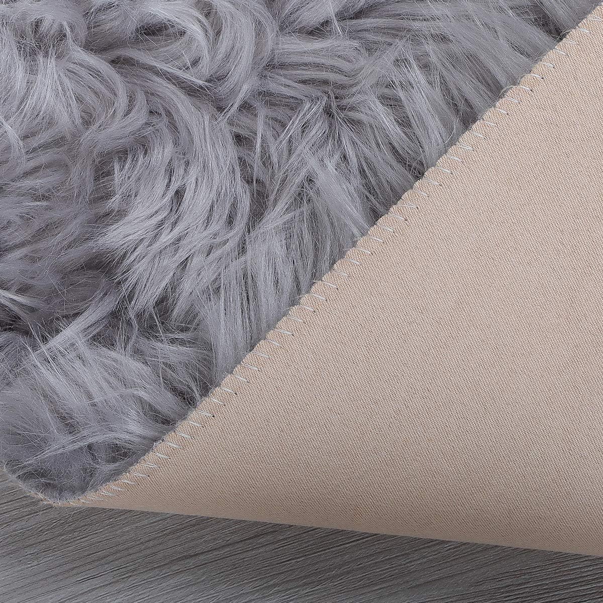 Alfombra rectangular suave de piel de oveja sintética, funda de silla, cojín de asiento de piel mullida, alfombra decorativa para dormitorio, sala