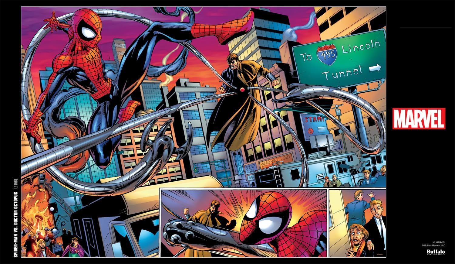 Buffalo Games – Spider-Man vs. Doctor Octopus – Rompecabezas de 2000 piezas para adultos, rompecabezas desafiante perfecto para noches de juego –
