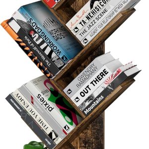Egepon Estantería de árbol de 6 niveles con cajón, estante rústico marrón para libros, estante de almacenamiento de pie para CDs, películas, libros, Egepon Estantería de árbol de 6 niveles con cajón, estante rústico marrón para libros, estante de almacenamiento de pie para CDs, películas, libros,