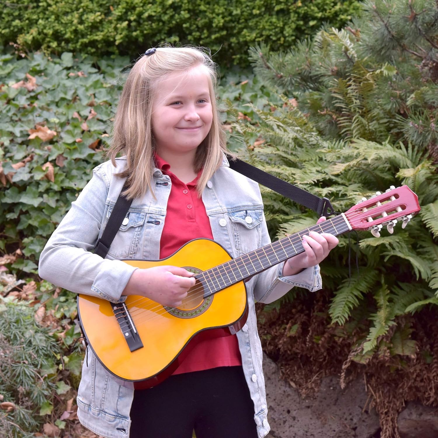 Guitarra de madera de 30pulgadas con funda y accesorios para niños, niñas y principiantes – Madera