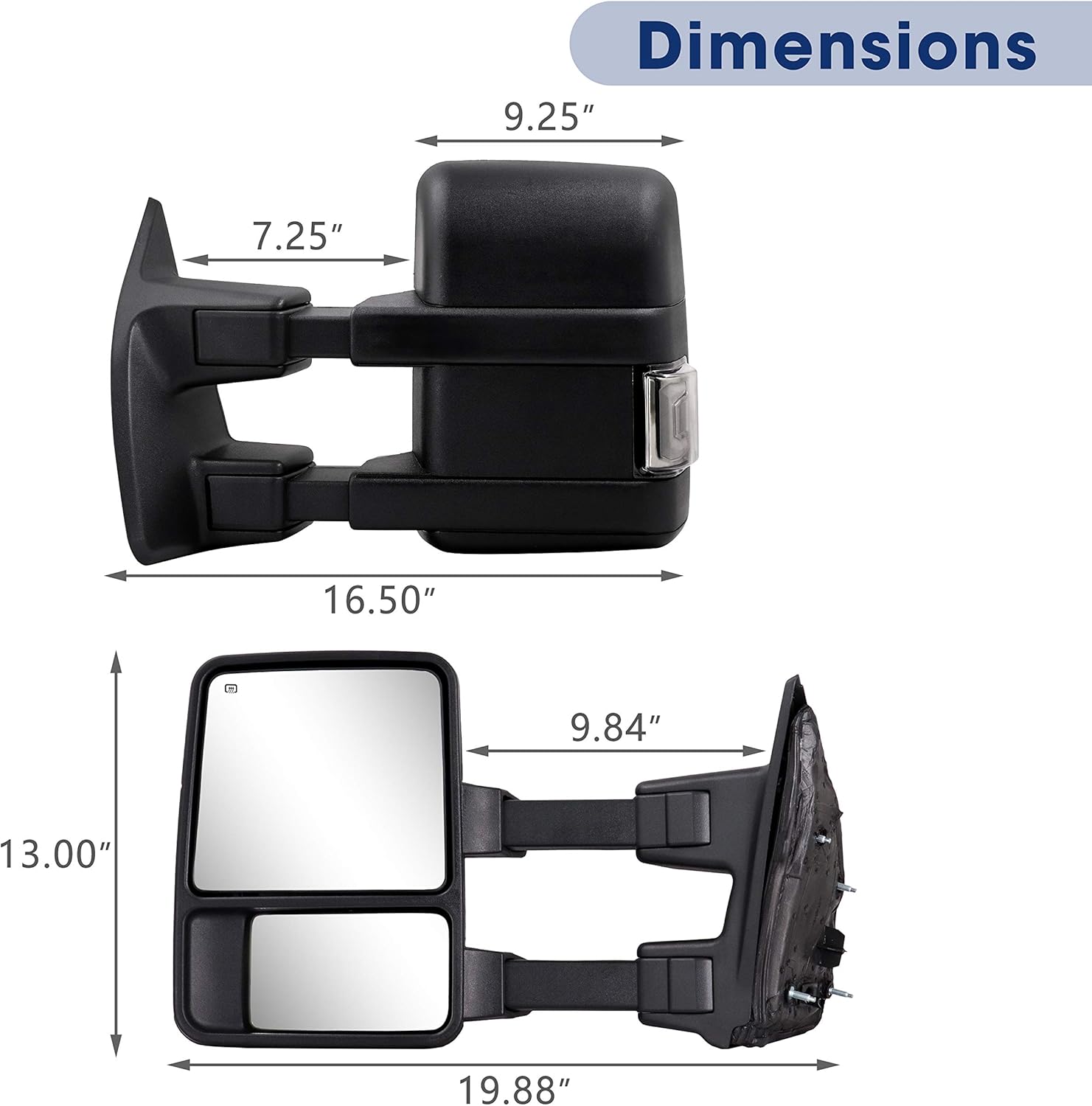 Switchback – Espejo de remolque compatible con 1999-2016 F250 F350 F450 F550 Super Duty Truck Pickup espejos laterales de remolque de vidrio