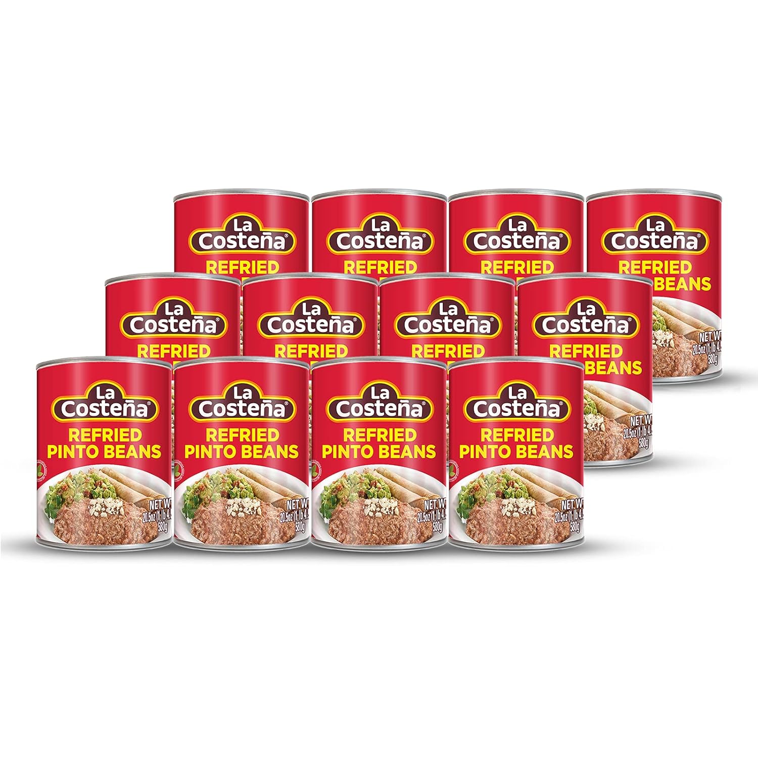 La Costeña Frijoles pintos refritos, lata de 20.5 onzas (paquete de 12)