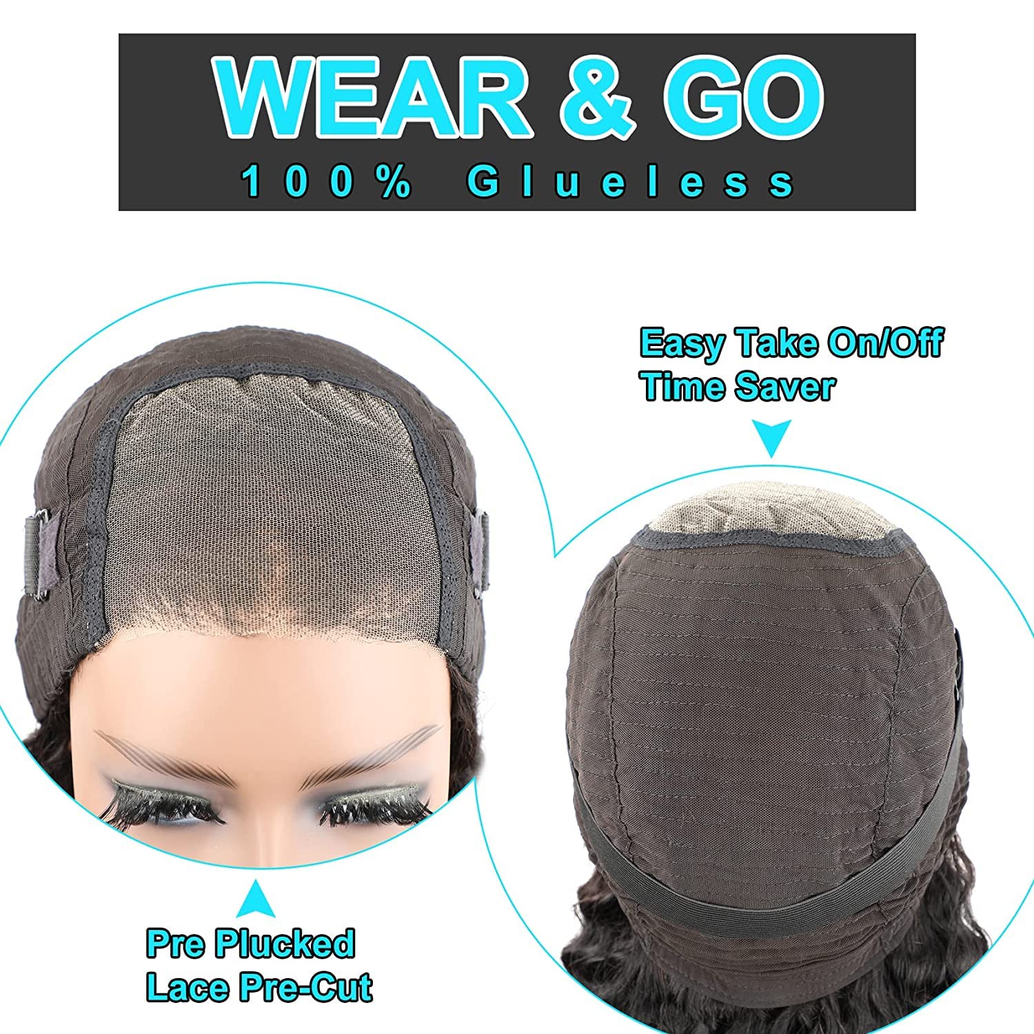 BLY Pelucas de cabello humano rizado, sin pegamento, precortadas con encaje frontal, precortadas, listas para usar, para mujeres, afro, rizado,