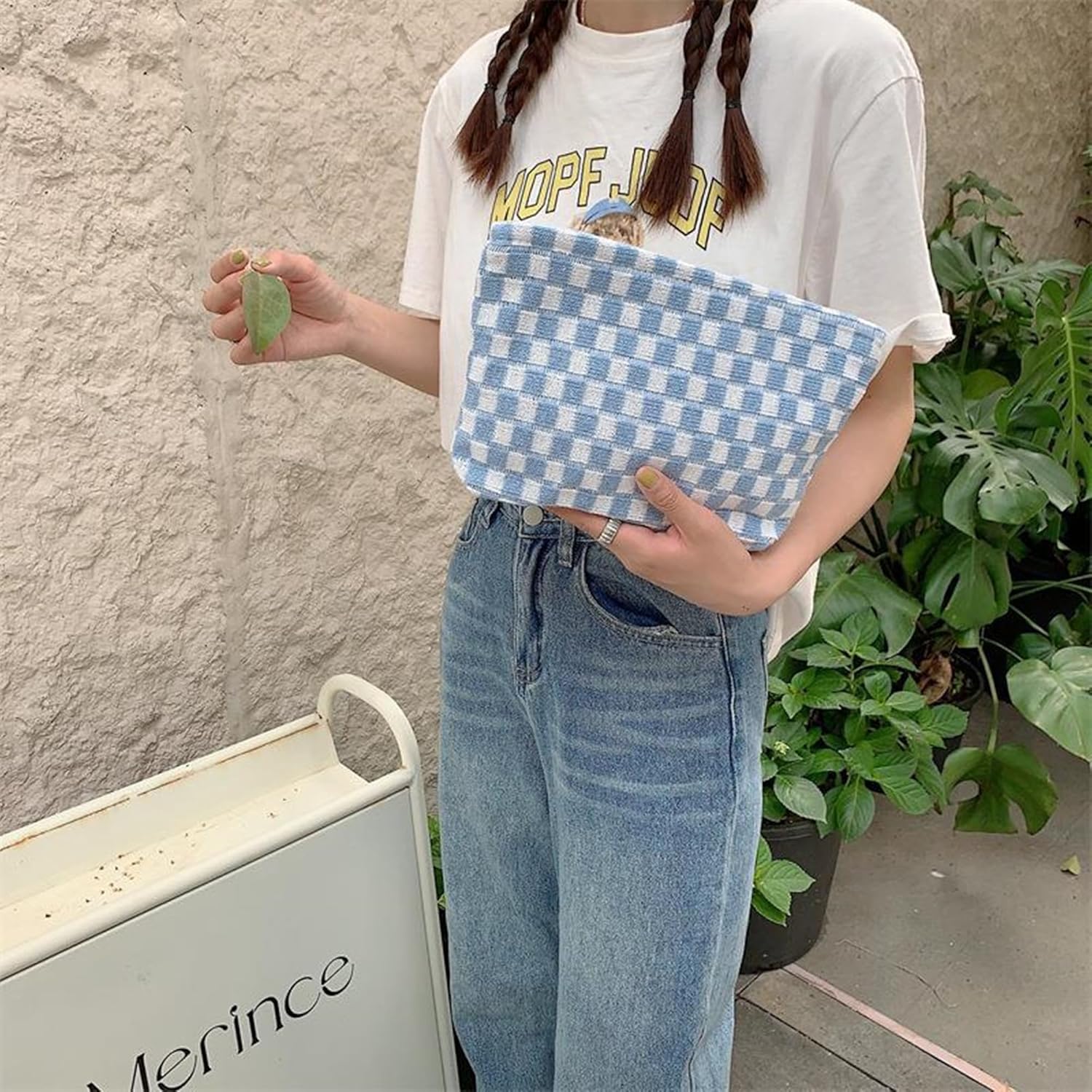 Bolsa de cosméticos, bonita bolsa de maquillaje Y2K, accesorios estéticos, bolsa de maquillaje Y2K, bolsa de maquillaje a cuadros, bolsa de