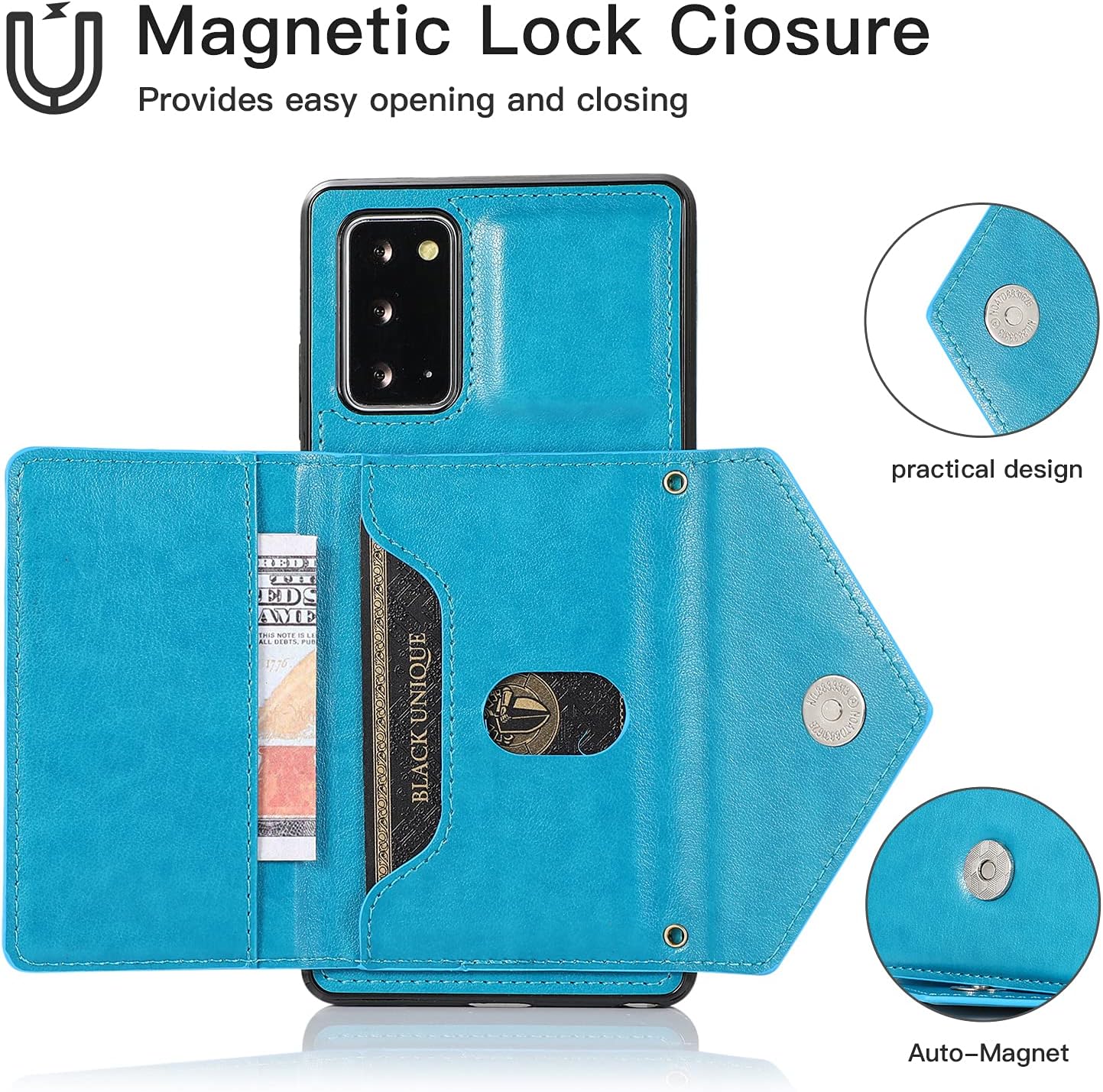 Asuwish Funda tipo cartera cruzada compatible con Samsung Galaxy Note 20 5G y protector de pantalla de vidrio templado, soporte para tarjetas,