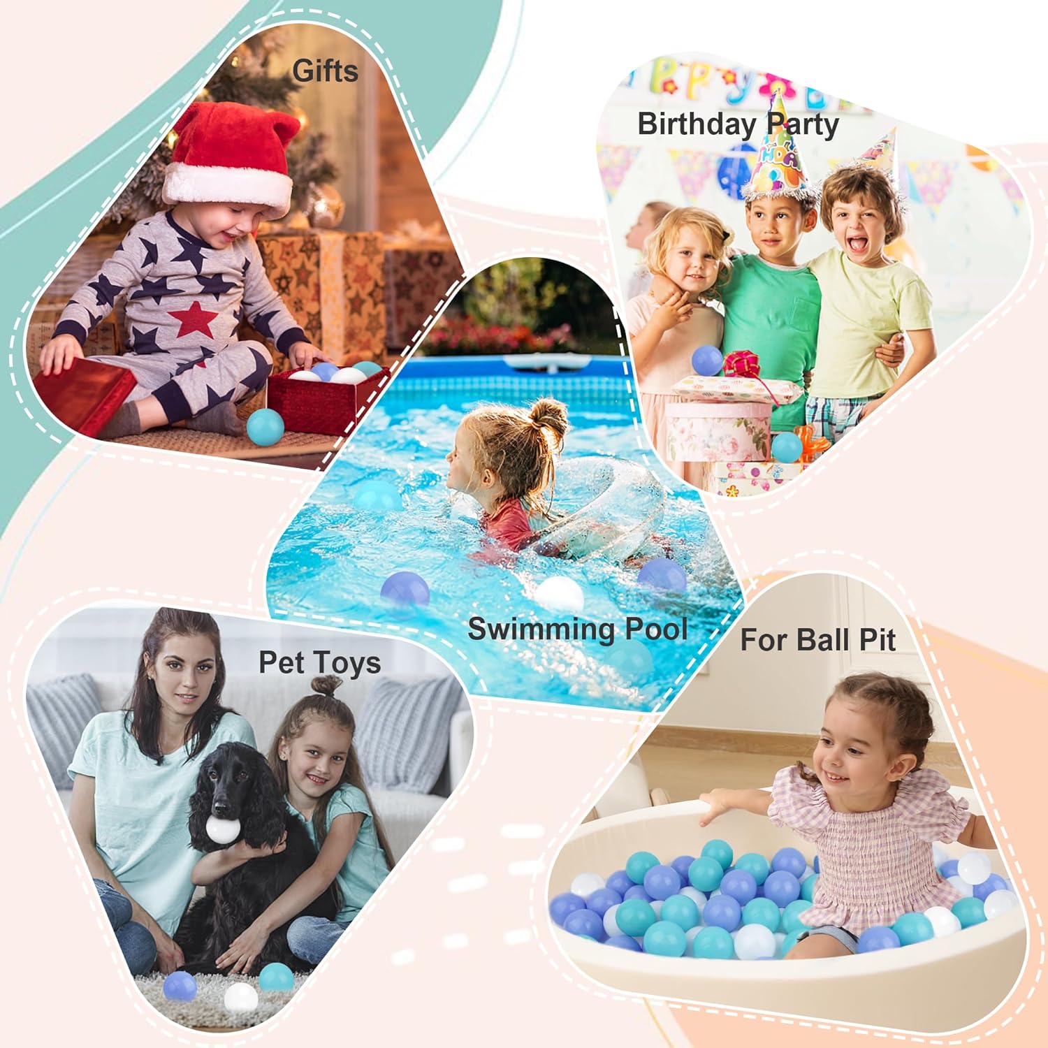 EOSAU 100 pelotas para niños pequeños de 2.16 pulgadas, bolas de océano de colores mixtos, juguetes de bebé para piscina, casa de juegos, decoración