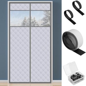 Cortina de puerta magnética visible con aislamiento térmico, se adapta a puertas de 48 x 80 pulgadas, a prueba de sonido, a prueba de viento, Cortina de puerta magnética visible con aislamiento térmico, se adapta a puertas de 48 x 80 pulgadas, a prueba de sonido, a prueba de viento,