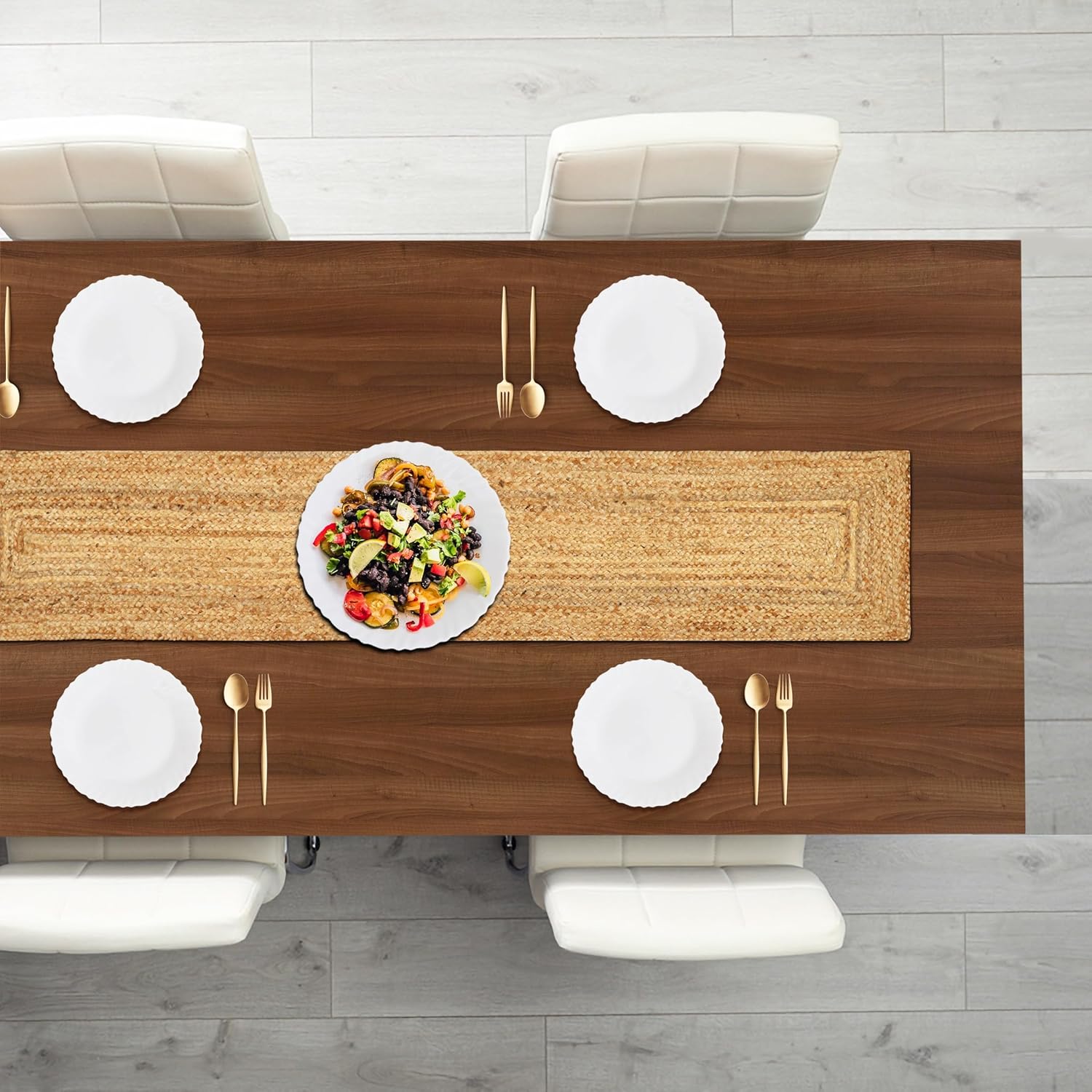 Camino de mesa reversible de yute de 72 pulgadas de largo para ajustes de mesa para decoración de mesa de comedor, tamaño 13 x 72 pulgadas, camino
