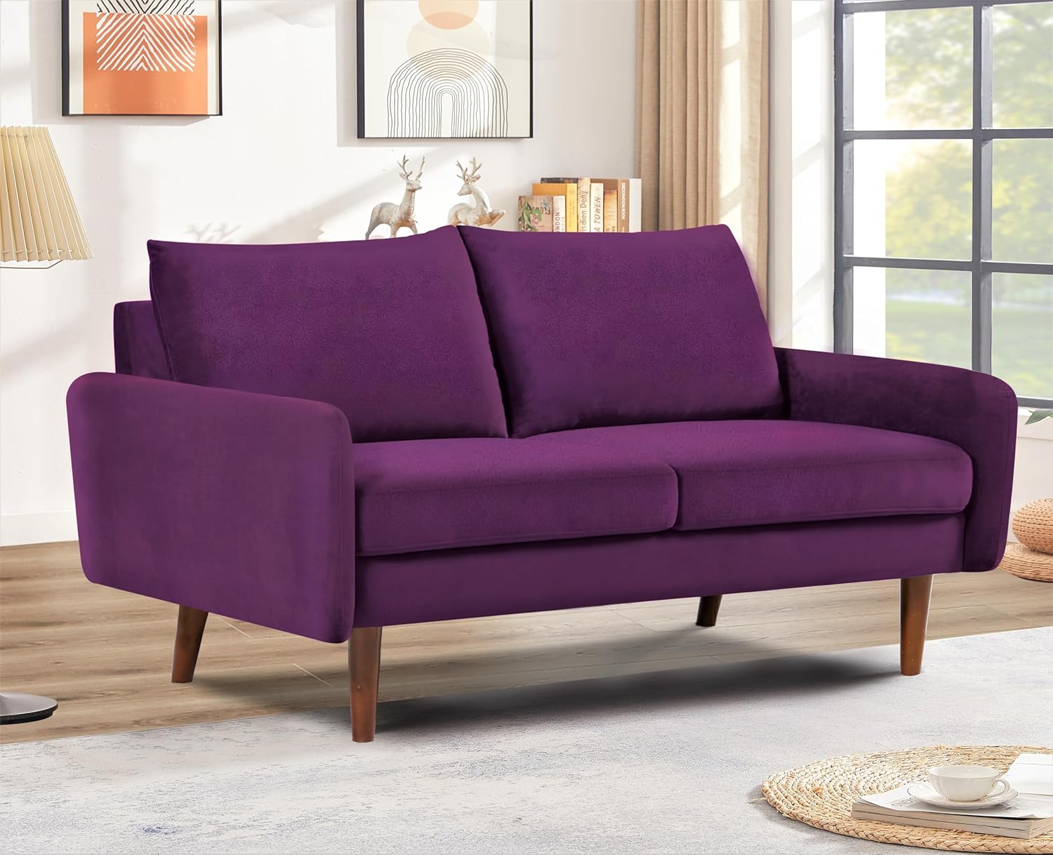 Kent Sofá biplaza de terciopelo para salas de estar modernas y espacios compactos, cómodo sofá de 2 plazas, muebles de estudio con diseño elegante,