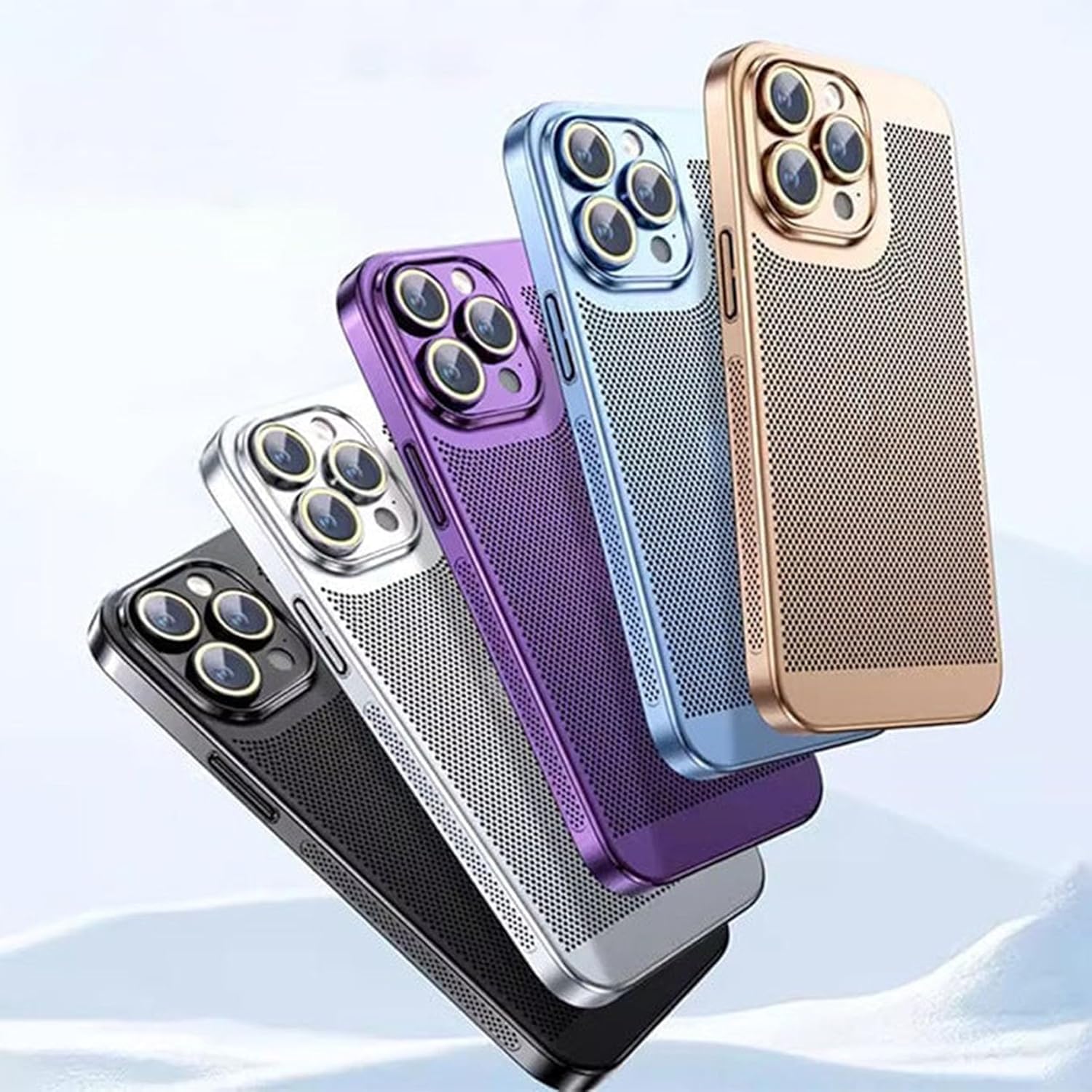 Funda para teléfono con disipación de calor galvanoplastia, nueva carcasa protectora de agujeros finos para iPhone 14 13 12 11 Pro Max (para