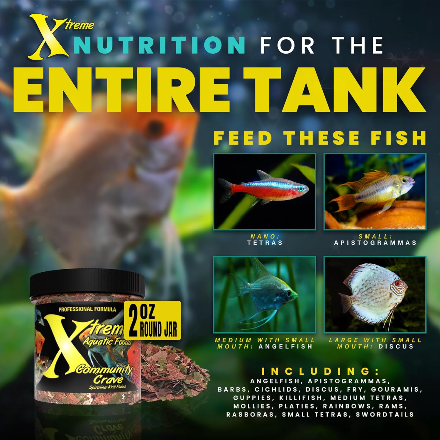Xtreme Aquatic Community Crave Fish Food – Fórmula profesional nutricionalmente equilibrada – Perfil de aminoácidos equilibrado y sin hormonas –