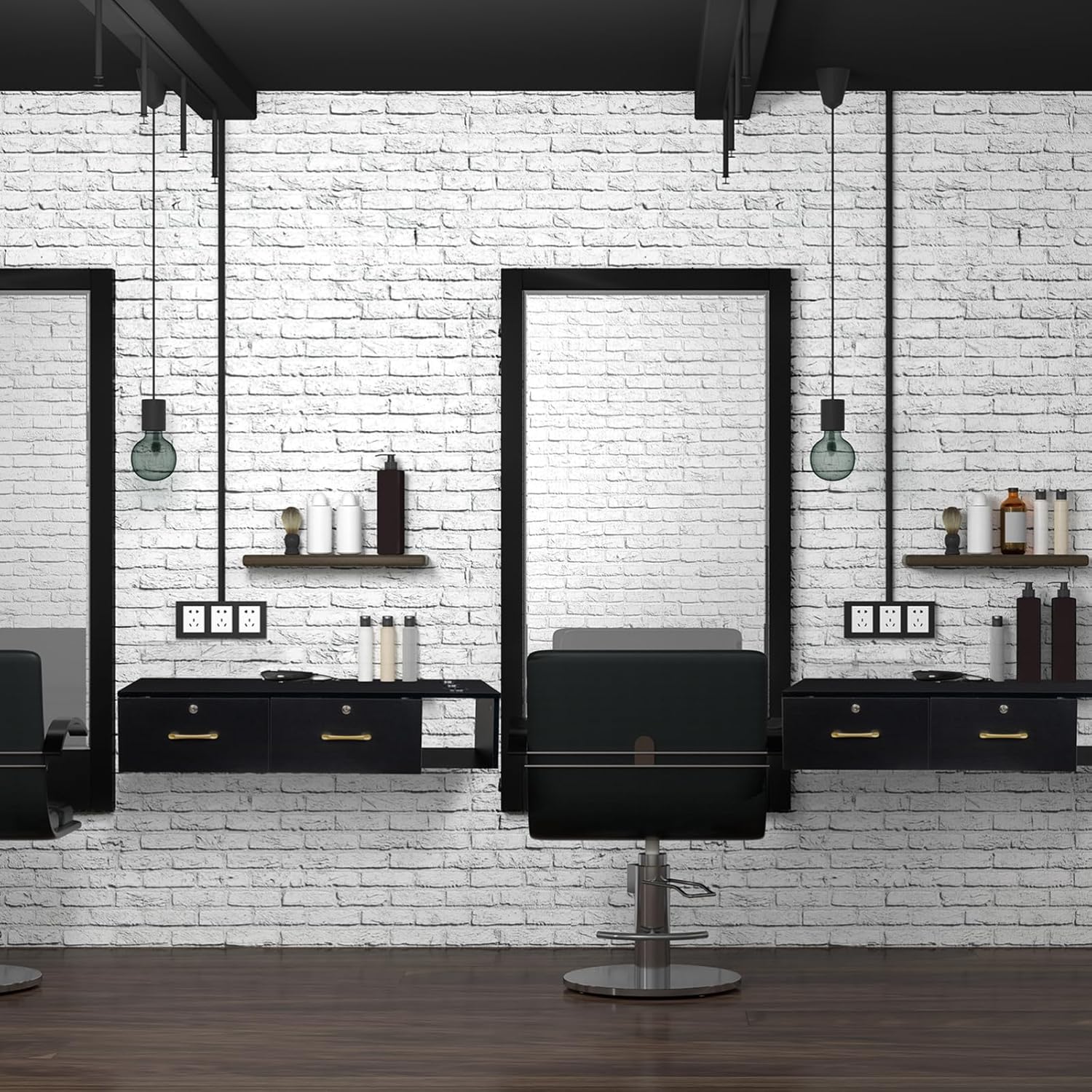 Estación de peluquería de montaje en pared con 2 cajones de bloqueo y 3 agujeros, equipos de spa de belleza, estaciones de pelo para estilistas,