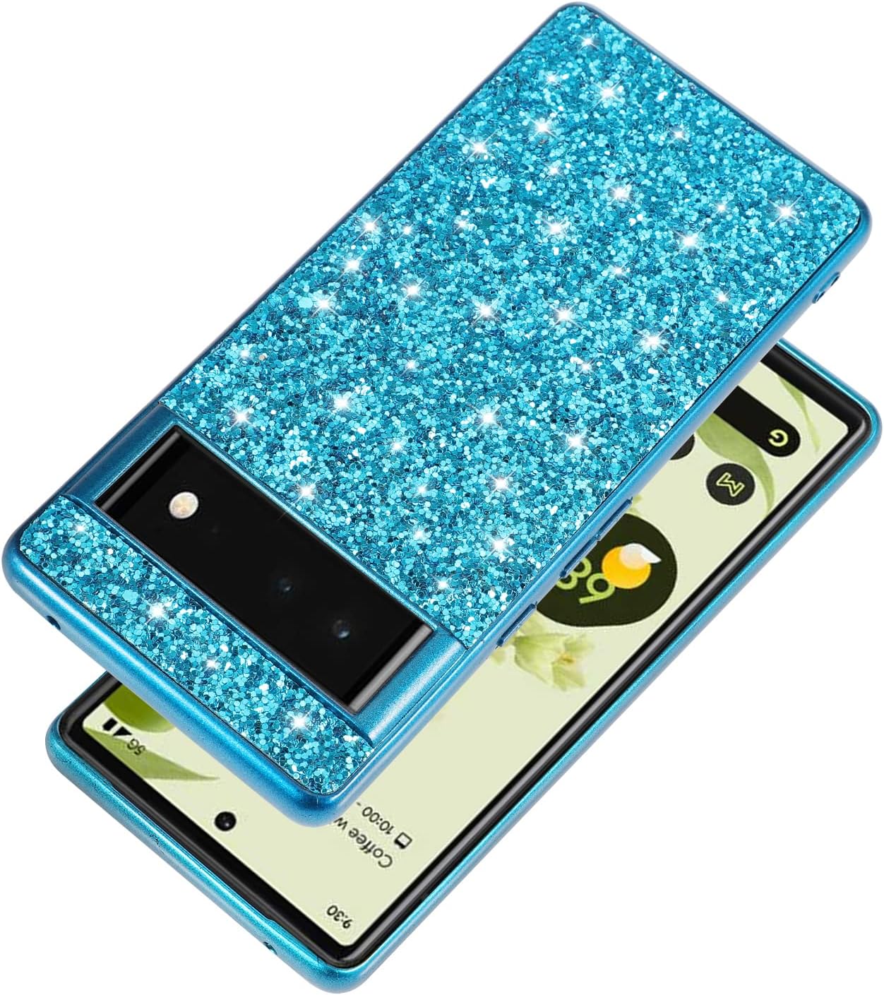 Ranyi Funda para Google Pixel 6a, funda para teléfono Google Pixel 6a, brillante brillante con diamantes de imitación con parachoques galvanizado