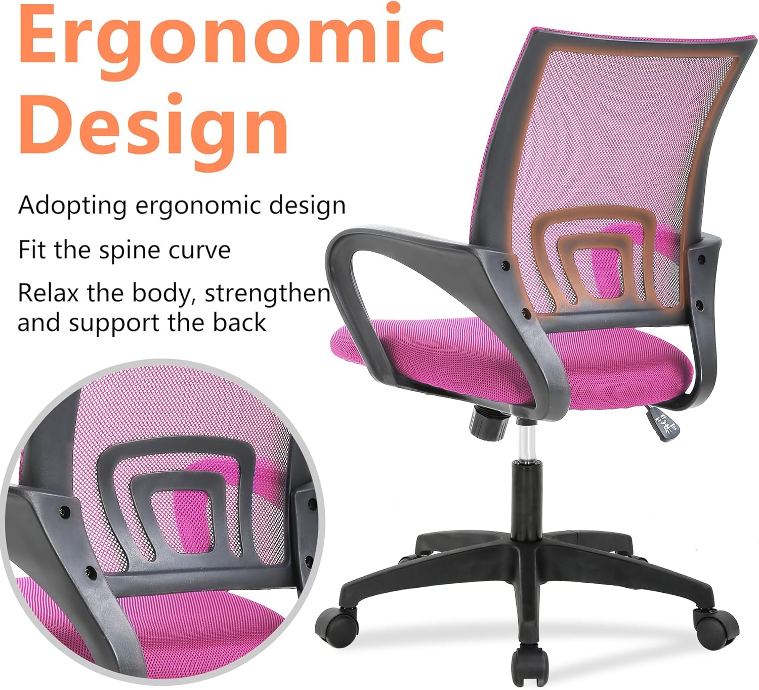 PayLessHere Silla de oficina en casa, silla de escritorio, silla ergonómica ajustable, soporte lumbar, reposabrazos ejecutivo con malla de alta