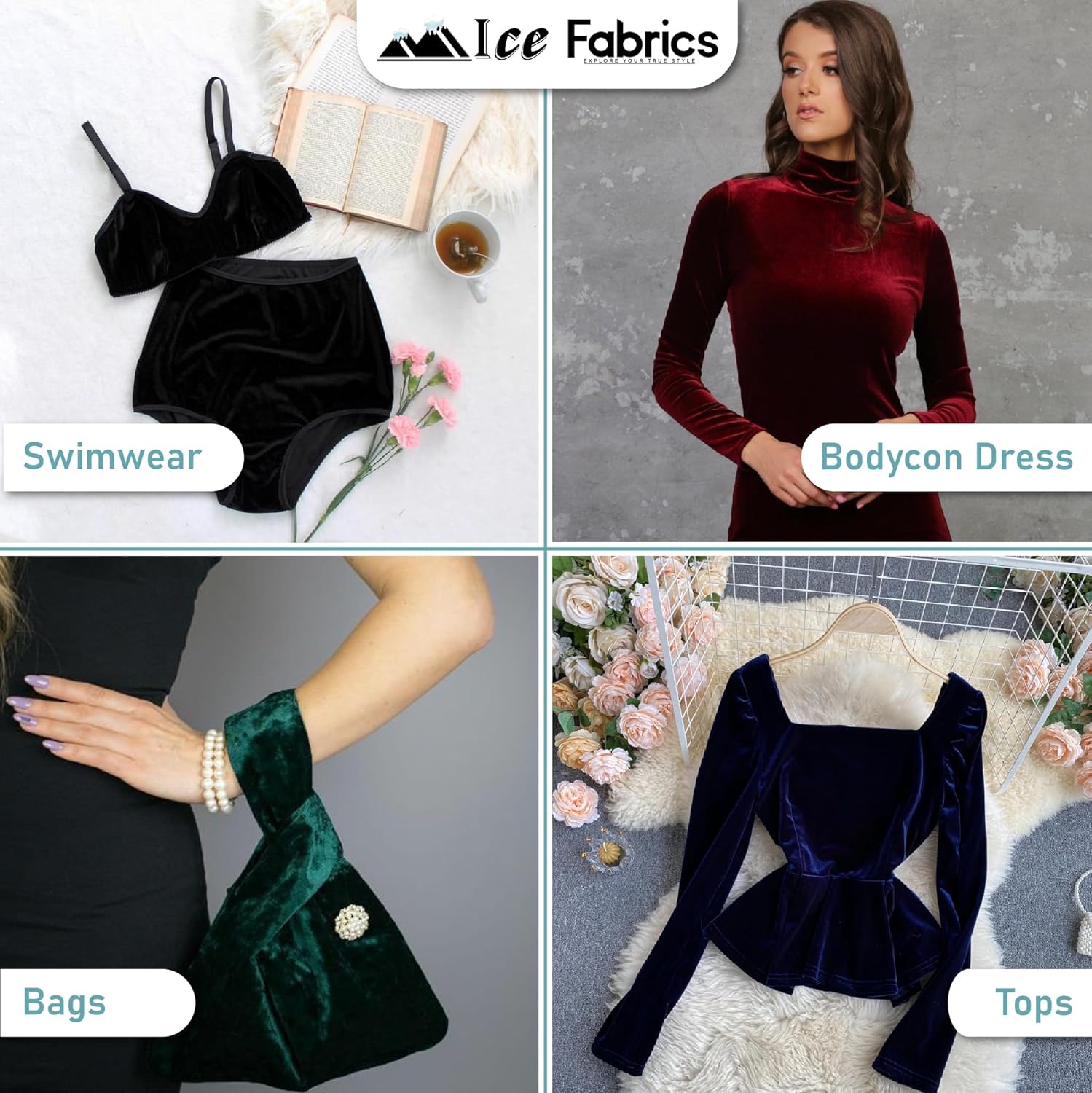 The Yard – Tela de terciopelo elástico de tela de hielo, 60 pulgadas de ancho, tela elástica suave para coser ropa, disfraces, manualidades, 90%