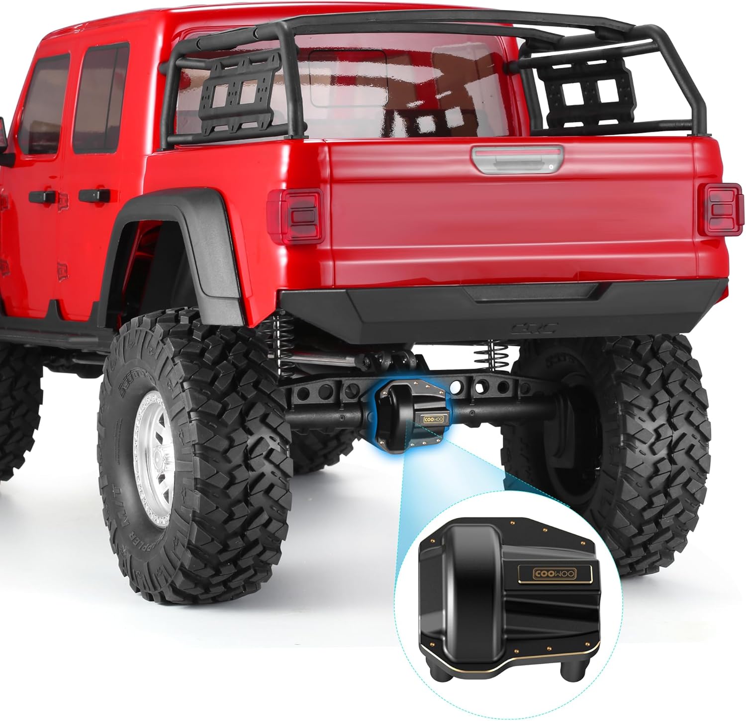 COOWOO Piezas de actualización de cubiertas diferenciales RC para camiones RC 110 SCX10 III – Juego de 2, mecanizado CNC de precisión, estabilidad