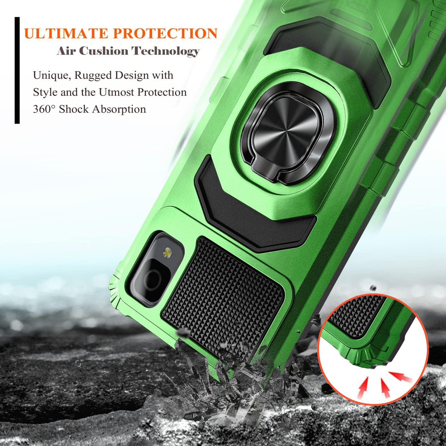 NZND Funda para Alcatel TCL A3 (A509DL)TCL A30TCL ION Z con protector de pantalla de vidrio templado (cobertura máxima), protección de cuerpo