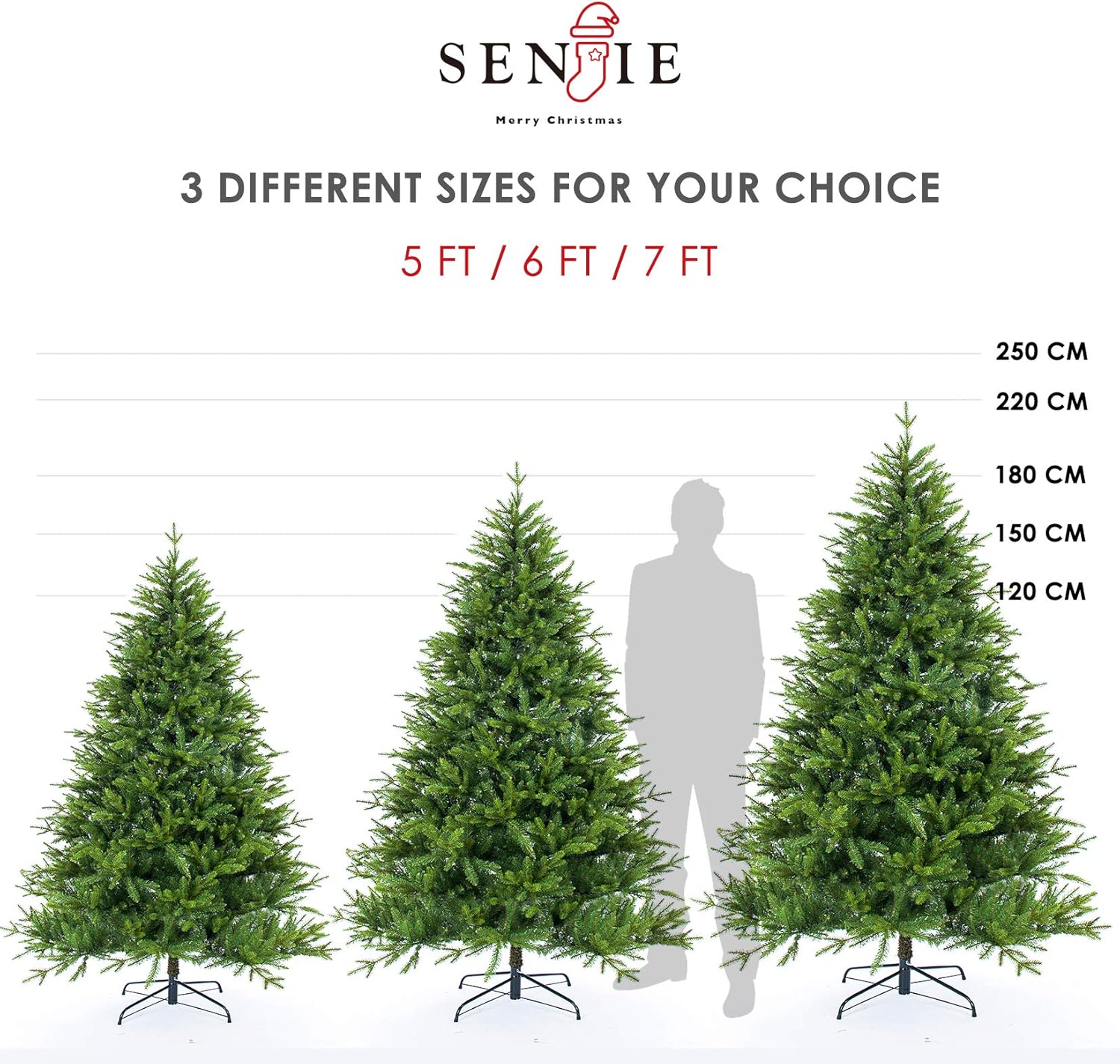 Árboles de Navidad artificiales, árbol grande Frasier de tacto real, 567 pies