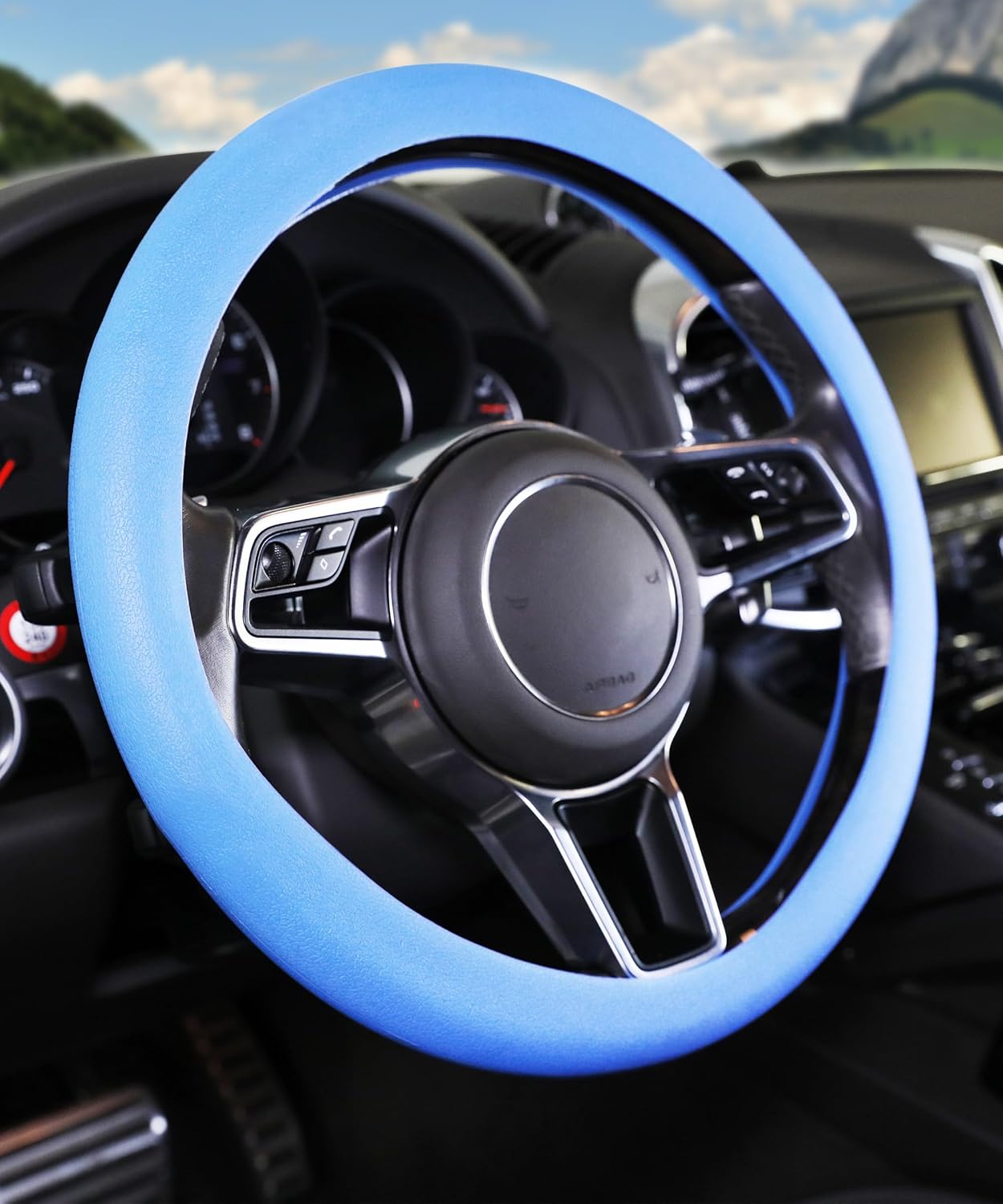 Zlirfy Funda universal de silicona suave para volante, antideslizante, funda transpirable de gran agarre para volante, protector de volante de 13 a