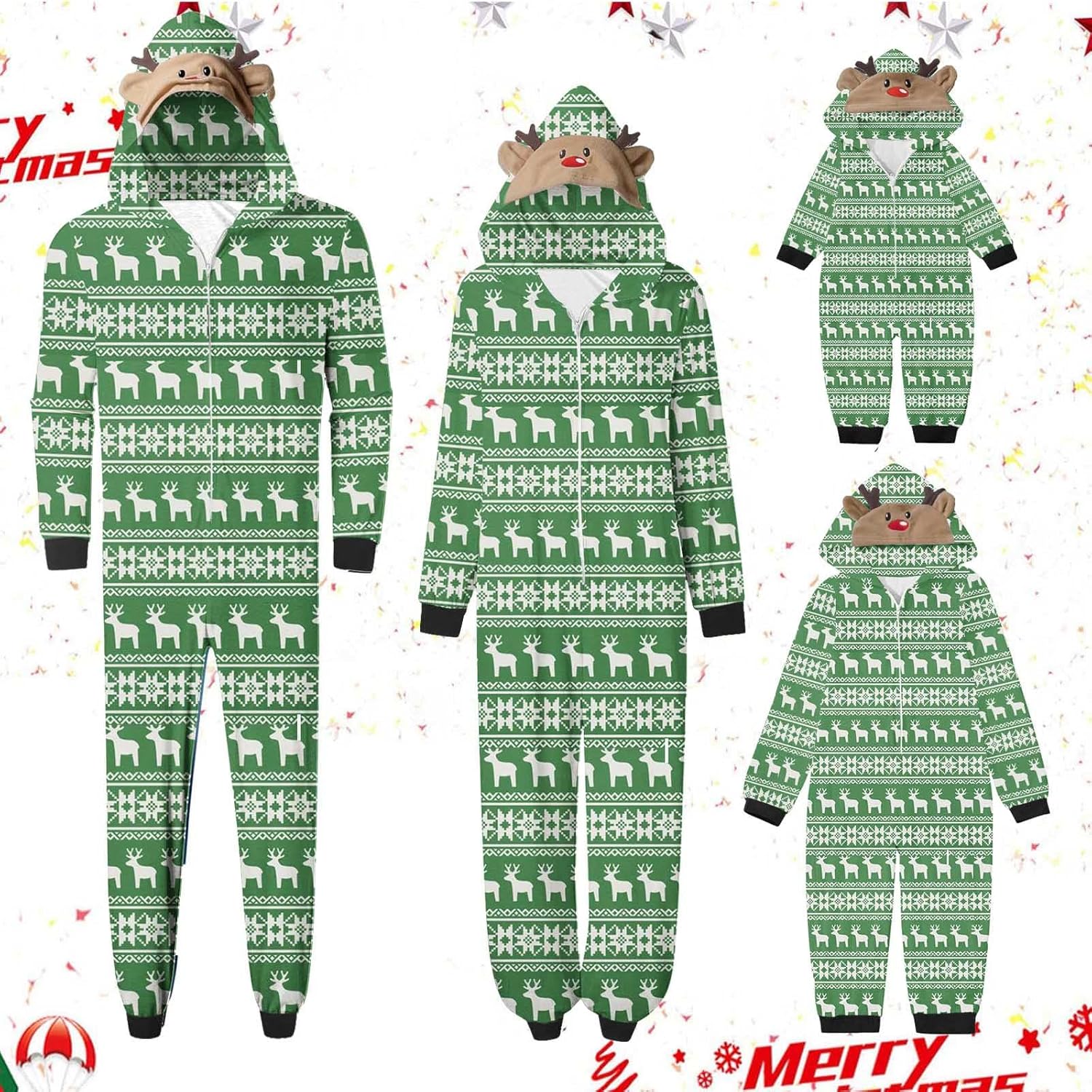 JEGULV Pijamas de Navidad para la familia, conjuntos a juego con lindo estampado de dibujos animados de Papá Noel, conjunto de pijamas familiares de