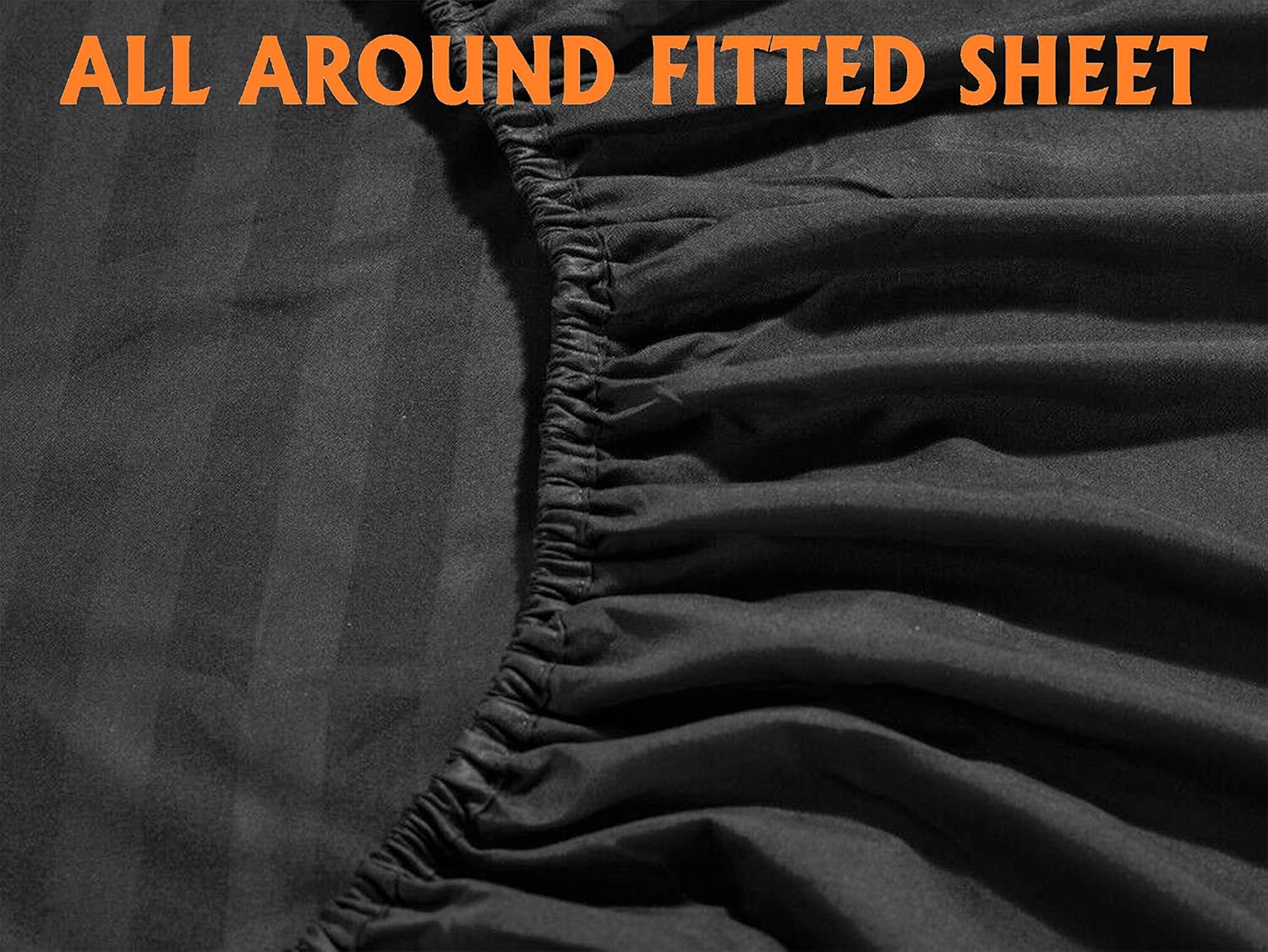 Elegant Comfort Juego de ropa de cama, suave, resistente a las arrugas y a la decoloración (6 piezas), Microfibra, Negro (Stripe Black), King