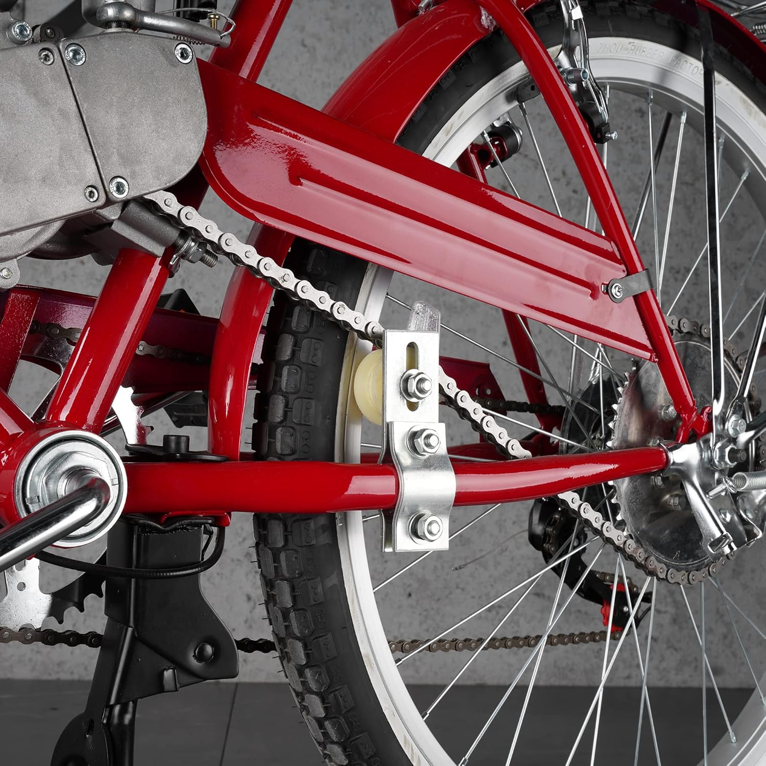 Tensor de cadena de polea con una polea extra para bicicleta motorizada con motor de 2 tiempos de 49 cc a 80 cc