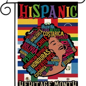 Nepnuser Bandera de jardín del Mes Nacional de la Herencia Hispana para mujeres, decoración de cultura de países latinos, letrero de doble cara para Nepnuser Bandera de jardín del Mes Nacional de la Herencia Hispana para mujeres, decoración de cultura de países latinos, letrero de doble cara para