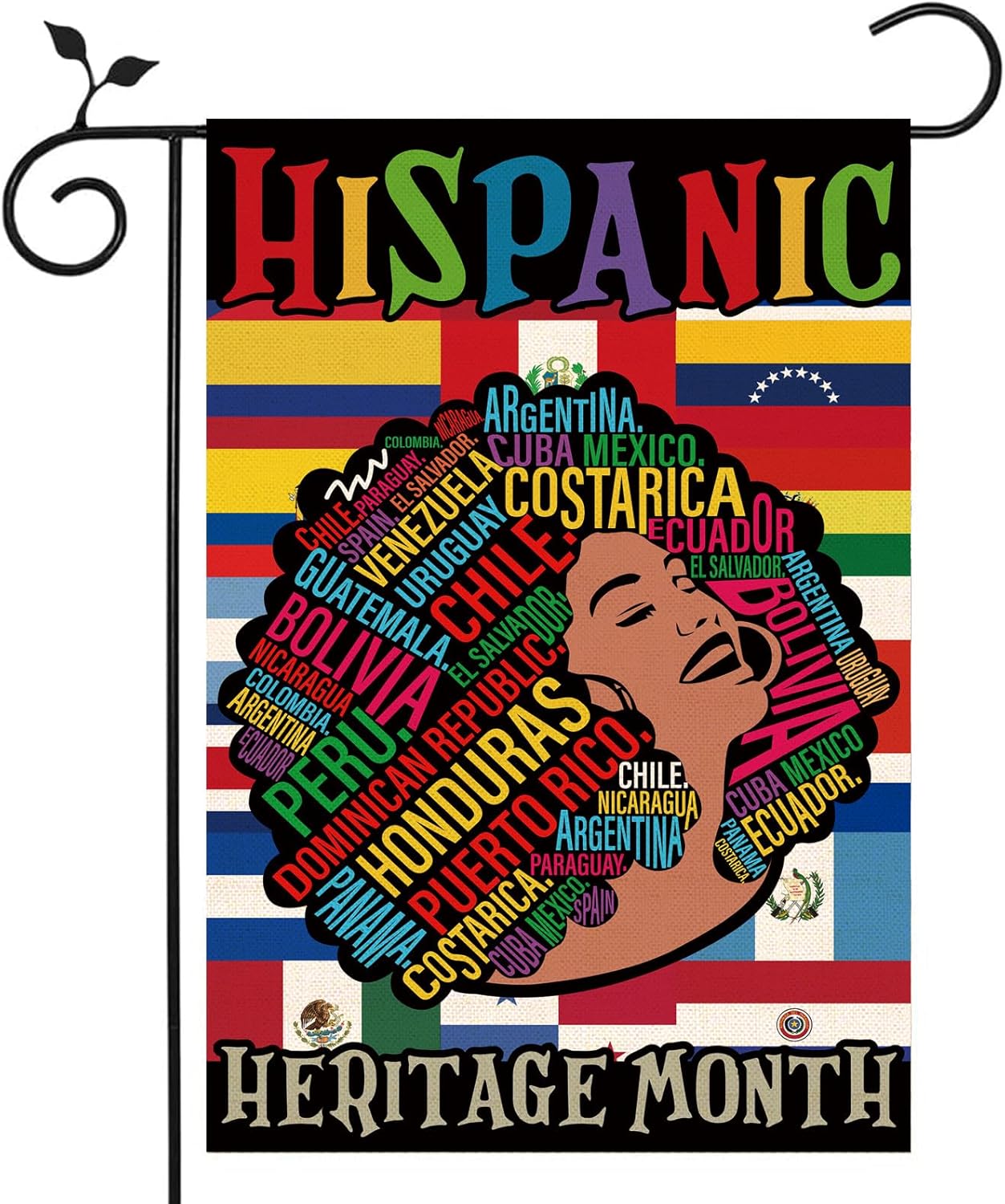 Nepnuser Bandera de jardín del Mes Nacional de la Herencia Hispana para mujeres, decoración de cultura de países latinos, letrero de doble cara para