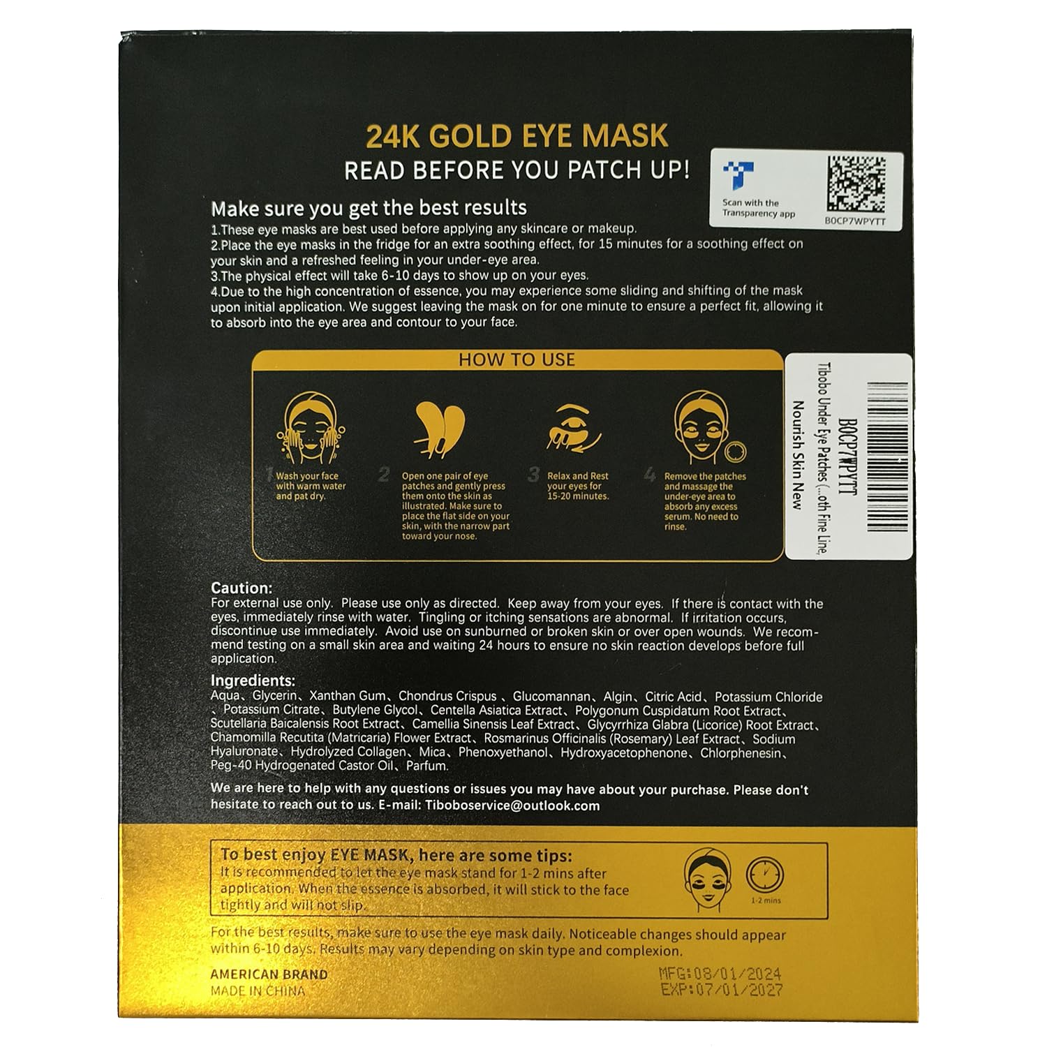 Under Eye Patches (24 Pairs) – 24K Gold Eye Masks Enriched with Abundant Collagen  Diminish Dark Circles and Puffiness  Anti-Aging, Smooth Fine