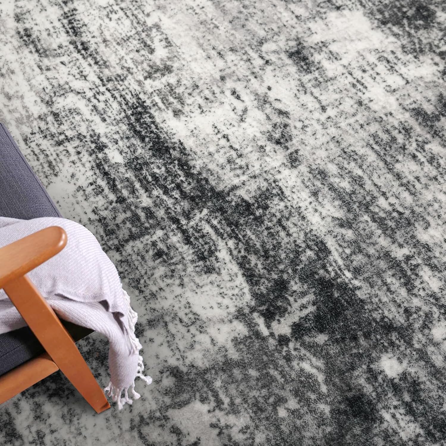 IOHOUZE Alfombra moderna abstracta lavable para sala de estar, comedor, antideslizante, alfombra estampada de lana sintética para dormitorio,