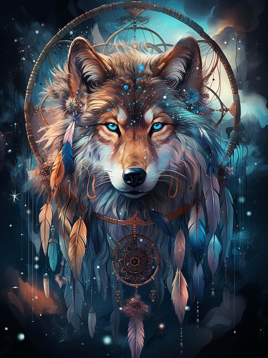 Cuneai – Pintura de diamante 5D para bricolaje, atrapasueños, pintura con diamantes, arte de lobos, bordado de cristal, punto de cruz, taladro