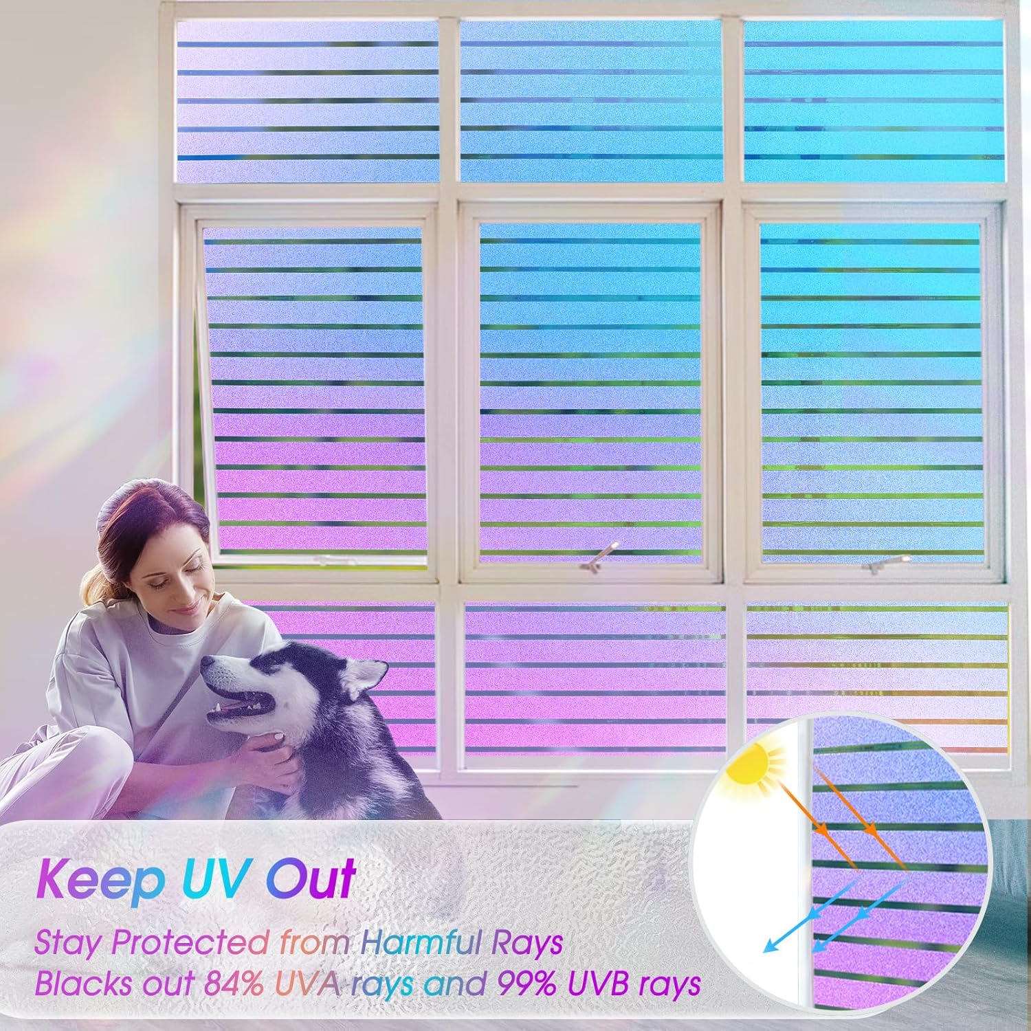 Coavas Película de privacidad para ventana de vitral, película de vidrio esmerilado, bloqueo de calor, adhesivos estáticos, adhesivos decorativos no