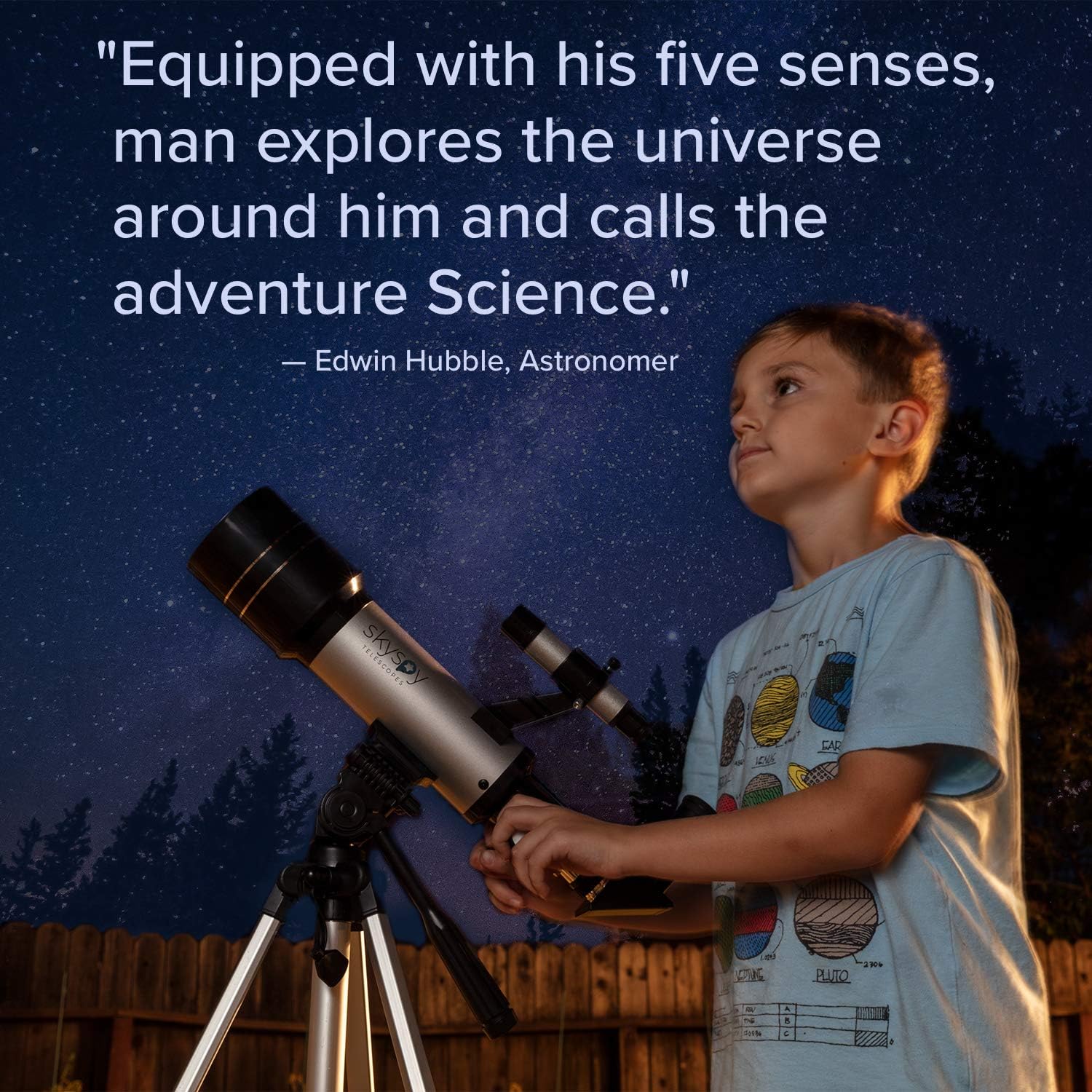 SkySpy Telescopio – Telescopio refractor para principiantes de 2.756 in con alcance buscador y trípode – Vidrio portátil con 3 oculares de aumento –