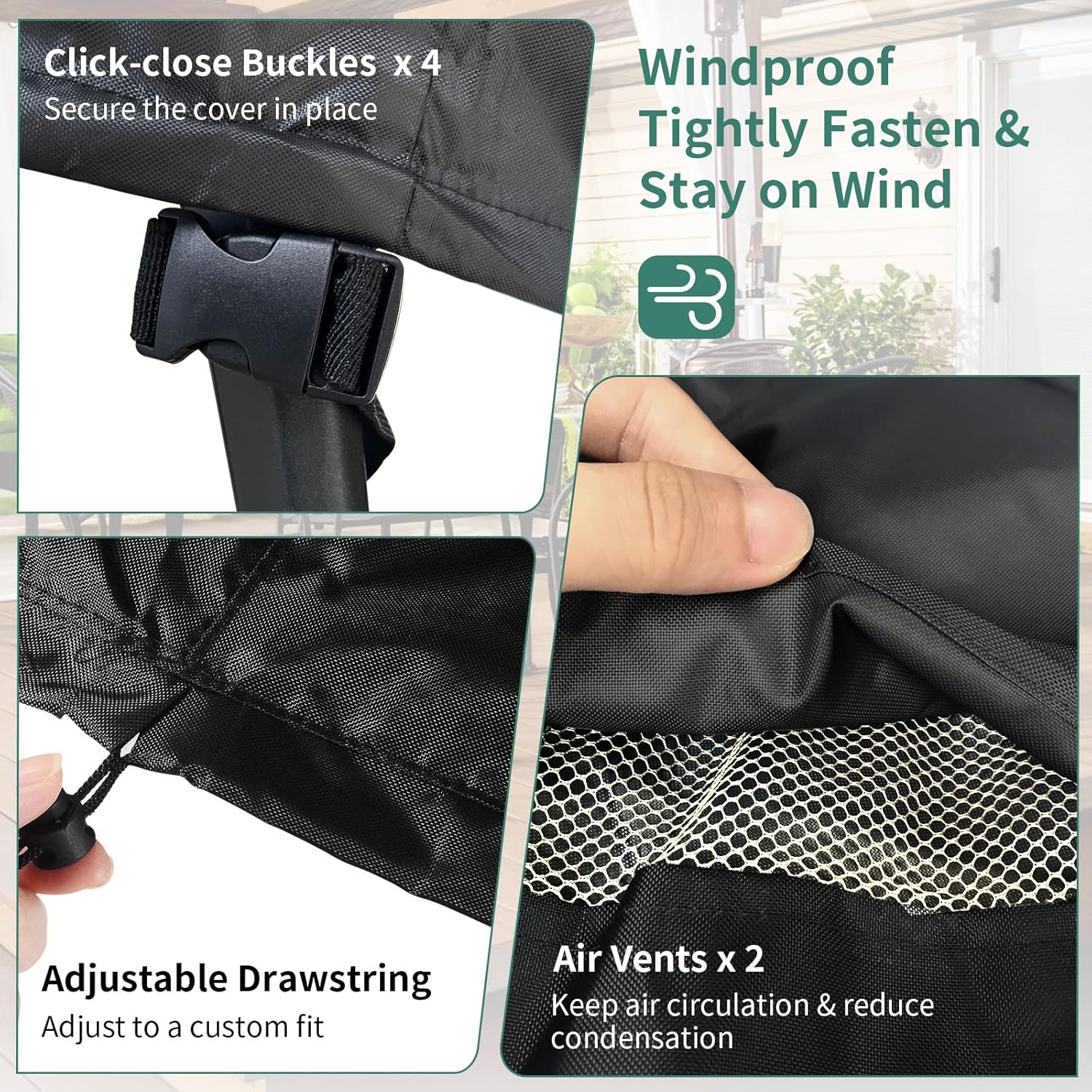 Fundas redondas para muebles de patio, funda impermeable para mesa de exterior, resistente 500D para mesa y sillas, fundas de exterior para mesa de