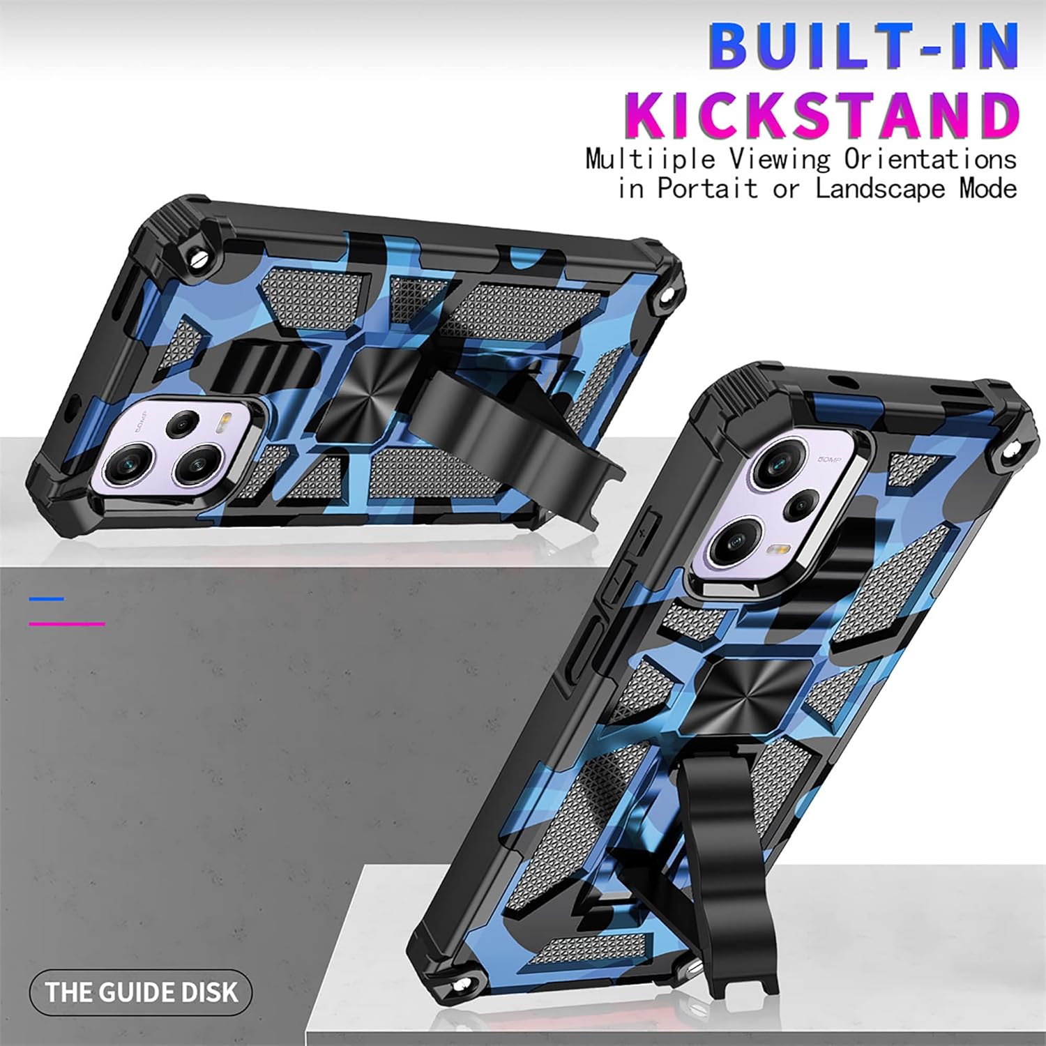 CCSmall Funda de camuflaje para Xiaomi Redmi Note 12 Pro 0.18 oz con soporte, funda de camuflaje para Xiaomi Poco X5 Pro, soporte de anillo