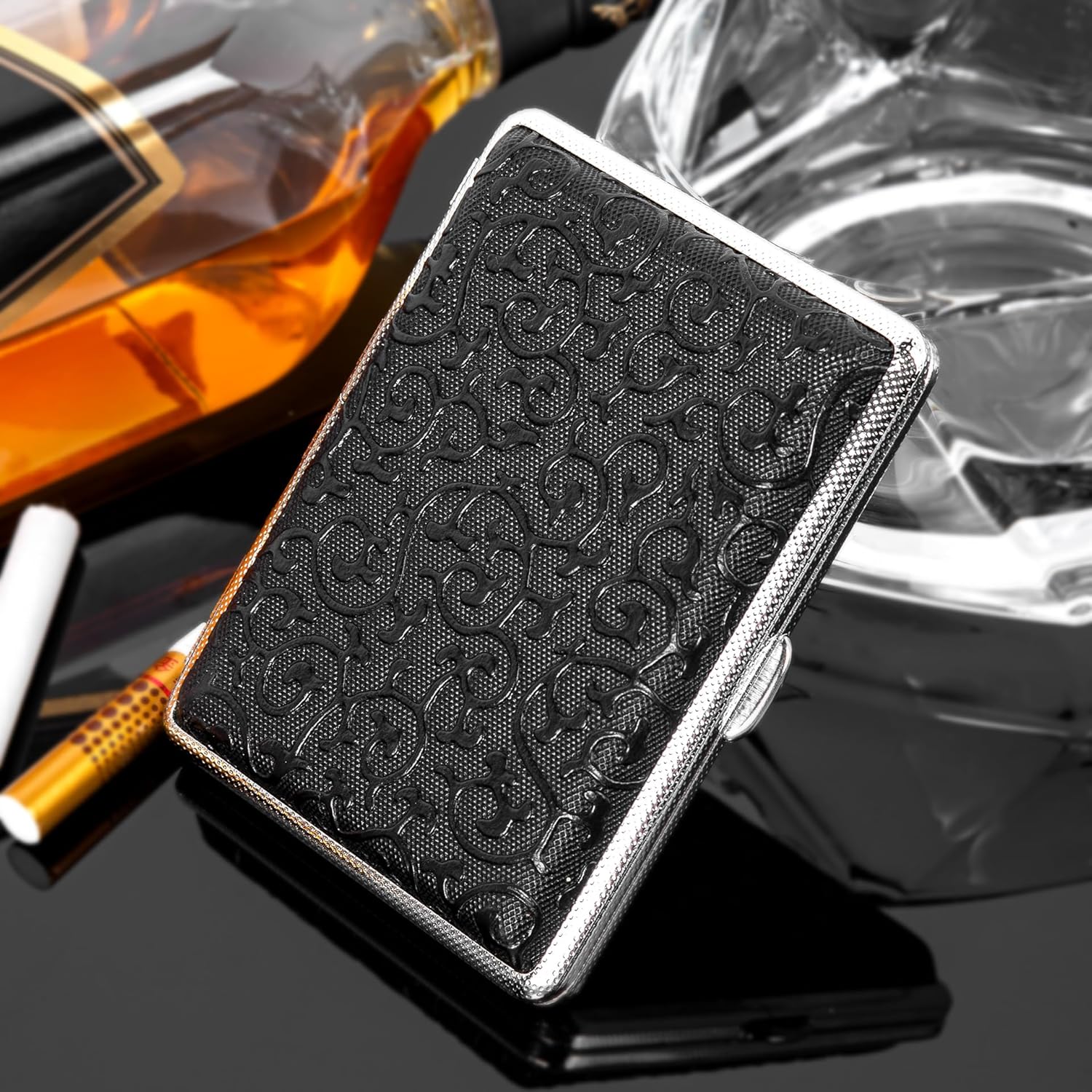 Estuche para cigarrillos (18 Cuero Tangcao Negro)