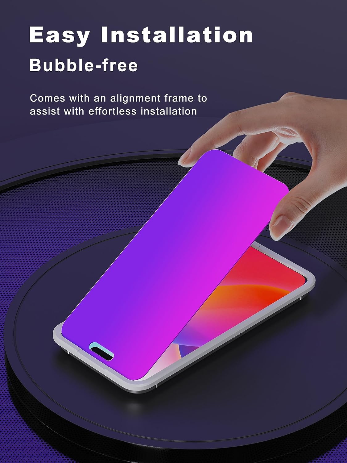 Protector de pantalla de privacidad compatible con iPhone 15 de 6.1 pulgadas, color morado degradado, antiespía, anti luz azul, protector de