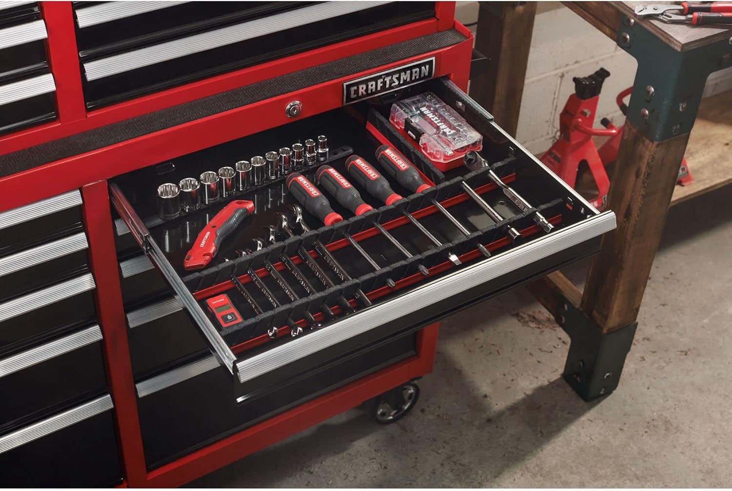 CRAFTSMAN S2000 – Cofre de 4 cajones de 26 pulgadas con luz y división (CMST32642RB)