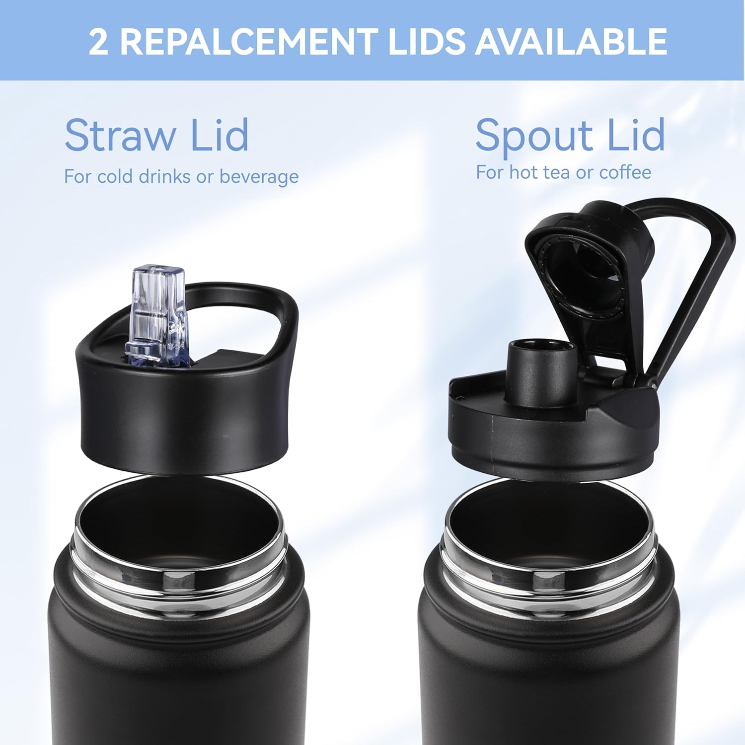 HASLE OUTFITTERS Botella de agua aislada de 22 onzas, botella de agua de acero inoxidable de doble pared, boca ancha con tapa de popote y tapa de