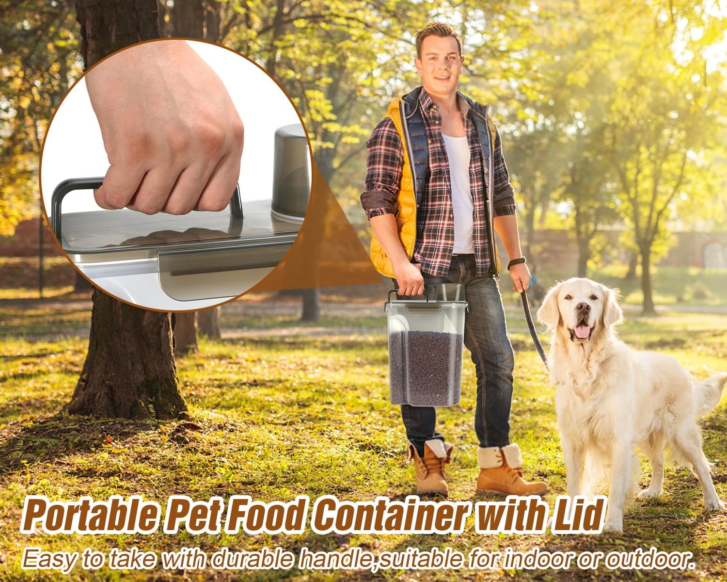 TBMax Contenedor de almacenamiento de comida para perros, contenedor hermético grande de comida para gatos con boquilla y taza más grande,
