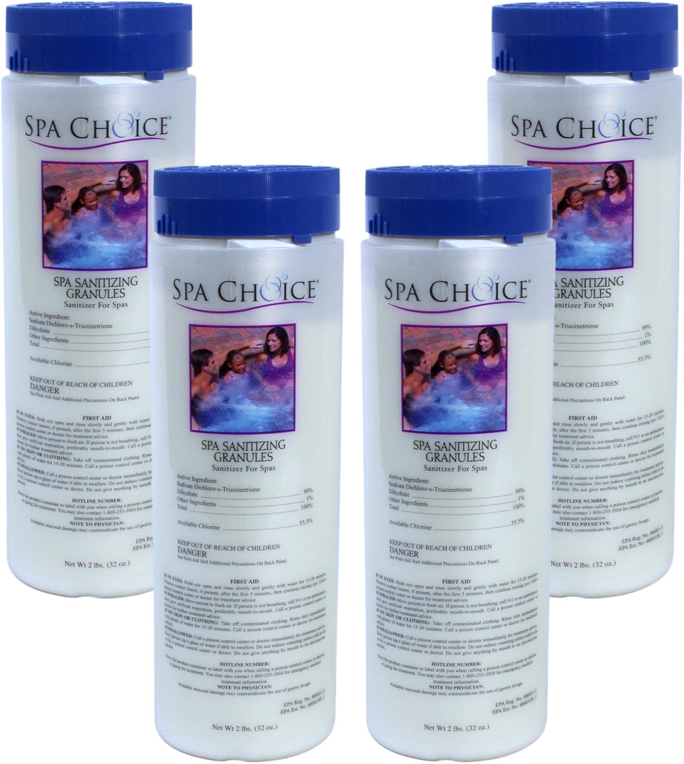SpaChoice 472-3-3031-04 Gránulos de cloro para bañera de hidromasaje, 2 libras, paquete de 4