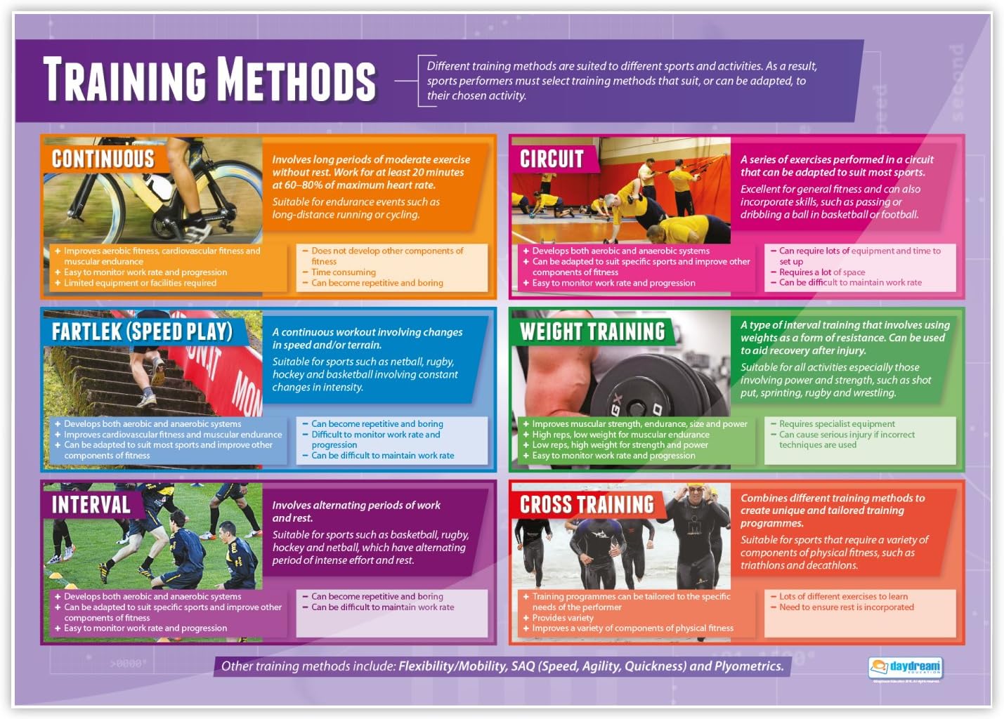 Carteles de entrenamiento físico, juego de 7, pósteres de polietileno, papel brillante que mide 33 x 23.5 pulgadas, gráficos de educación física