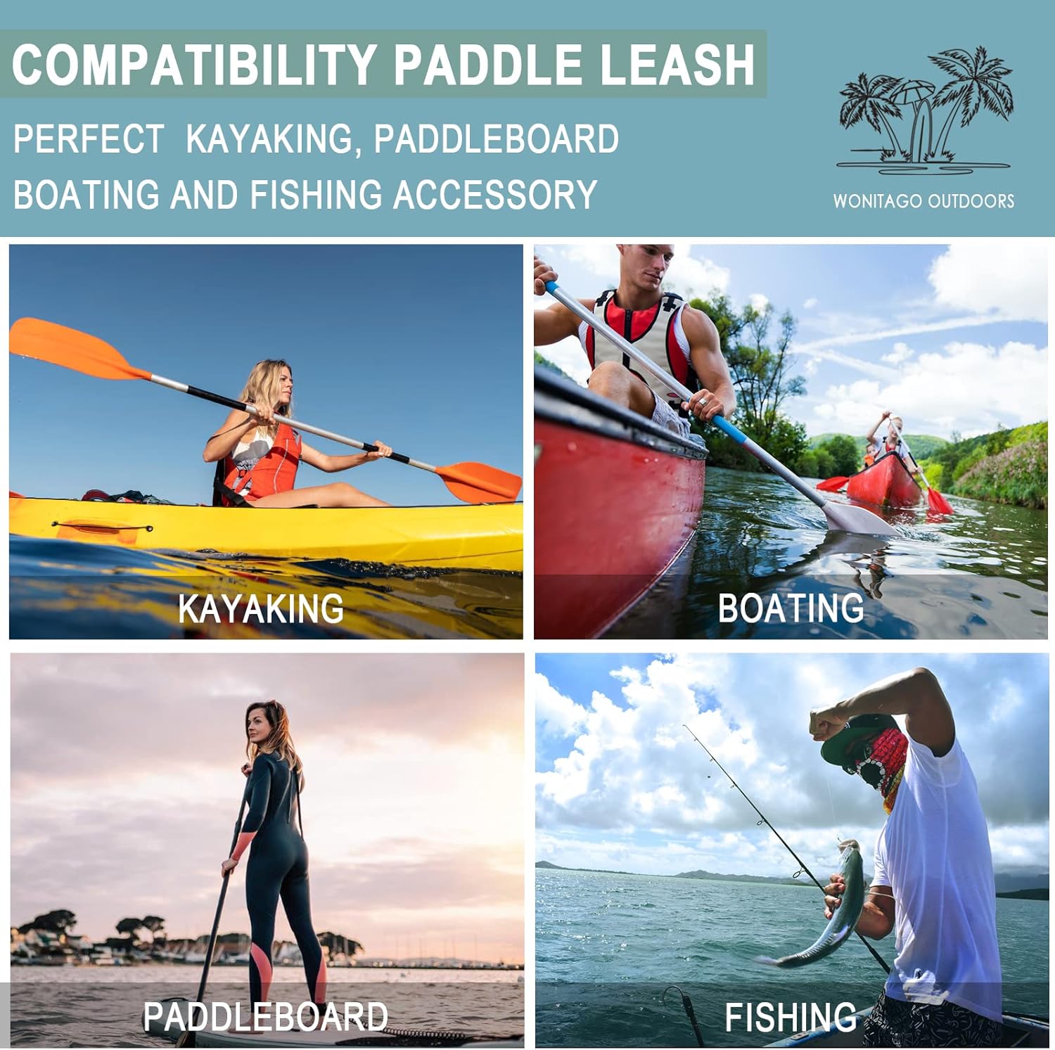 Stretchable Kayak Paddle Leash, Coiled Rod Leash Tool Lanyard for Kayak and SUP Paddles, Fishing Poles Rods, 3 Colors