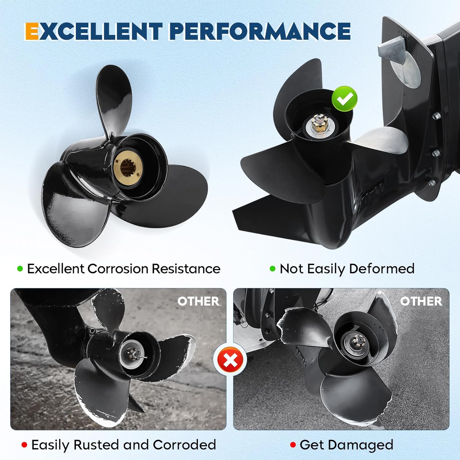 Hélice fuera de borda para barco 14 12×19, 14.25×21, 14×19, 13 14×17, 13 34×15, 14×13, 13.4×15, 10 38 x13, 9×9 apto para motores Mercury 6-300HP, 4