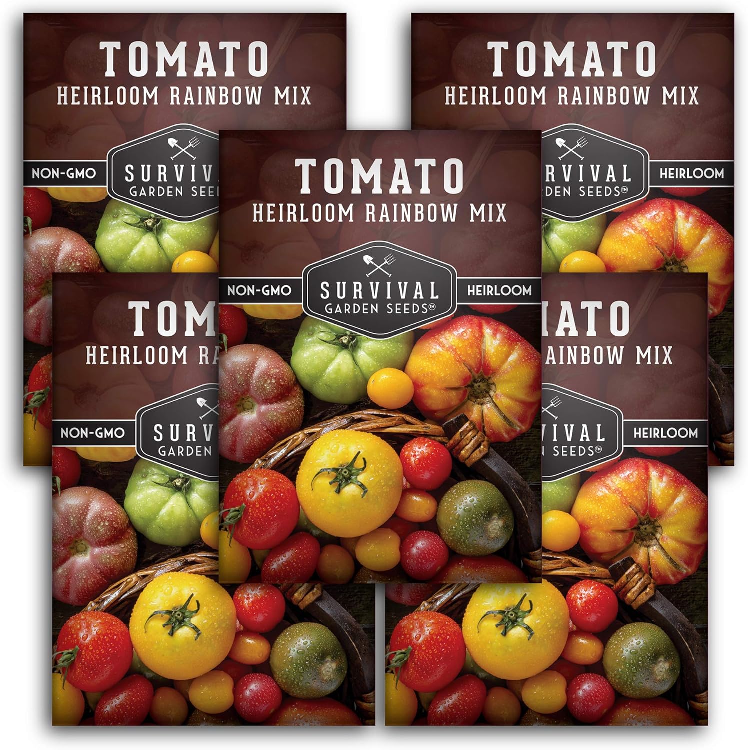 Survival Garden Seeds – Semillas de tomate Heirloom Rainbow Mix para plantar – Paquete con instrucciones para plantar y cultivar en tu huerto casero