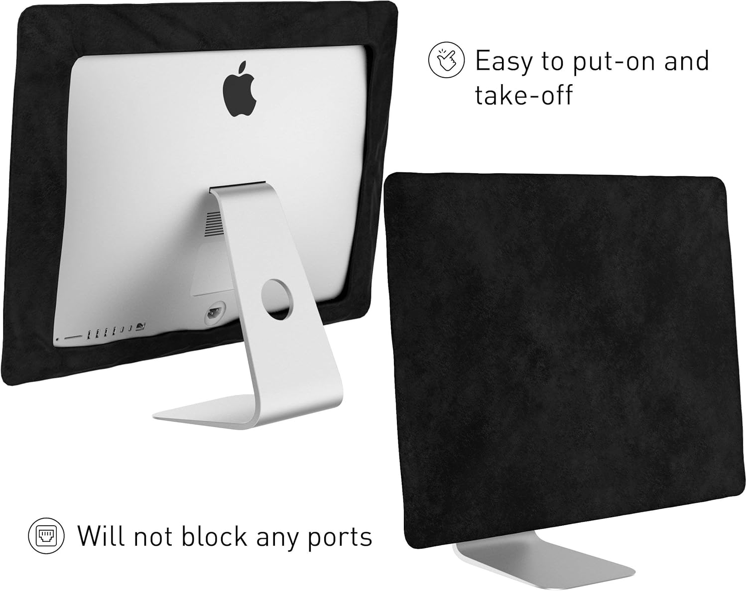 Kuzy Funda para iMac de 27 pulgadas, versión 2020, 2019, 2017, modelos A2115, A1862, A1419, A1312, Retina 5K, 4K, protector de pantalla, color negro