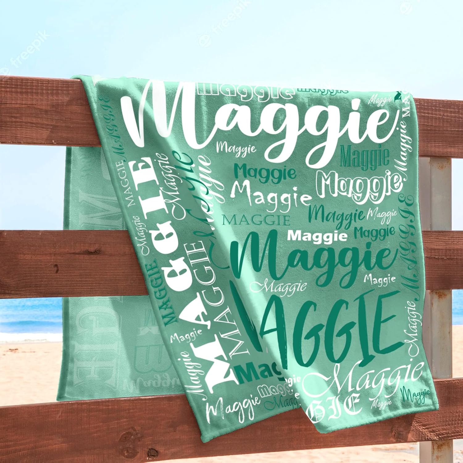 NIBESSER Toallas de playa personalizadas con nombres para niños y adultos, microfibra de secado rápido, toalla de playa personalizada de viaje sin