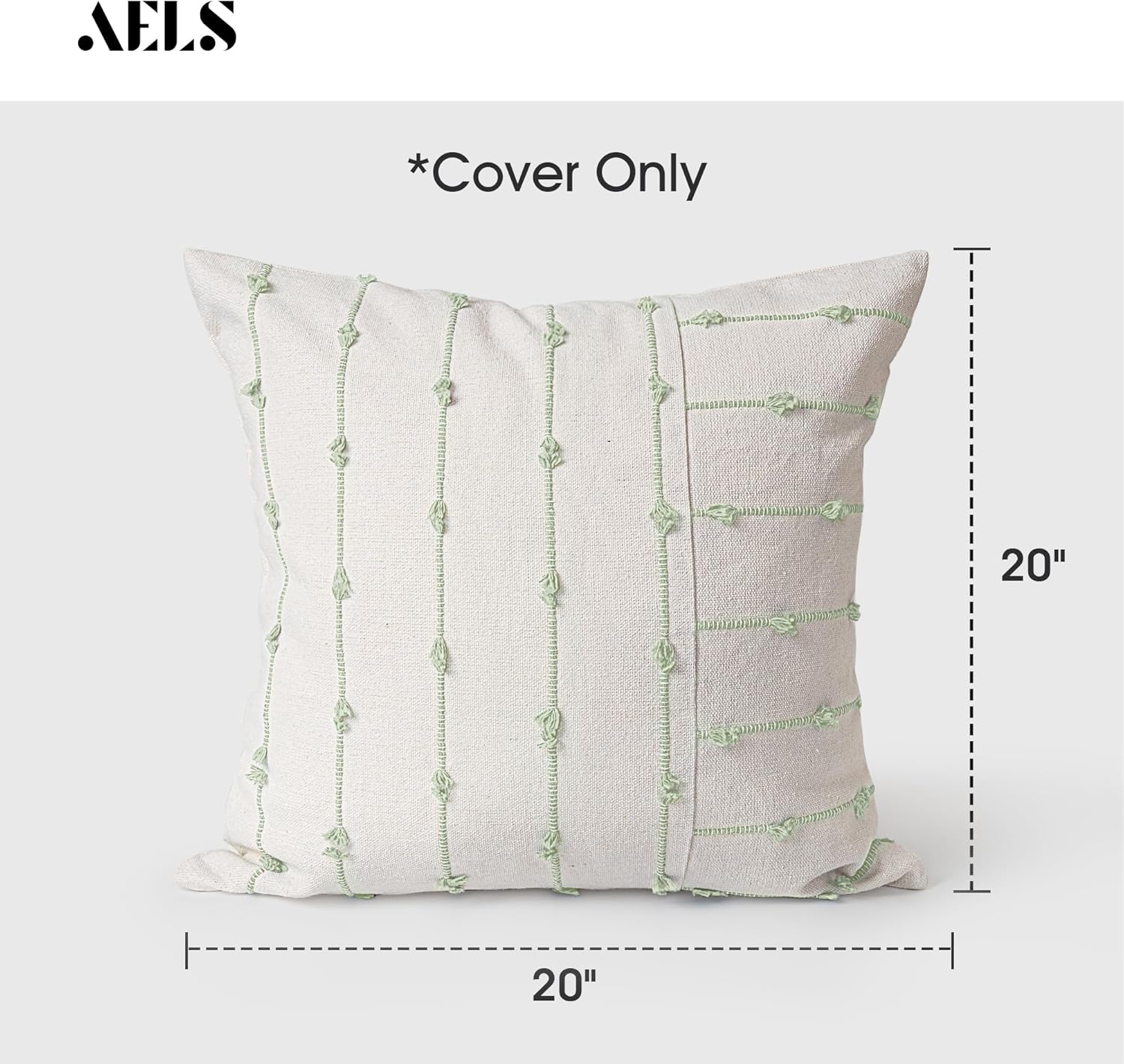 AELS Juego de 2 fundas de almohada decorativas de lino bohemio de 20 x 20 pulgadas, fundas de almohada modernas con textura de granja, funda de